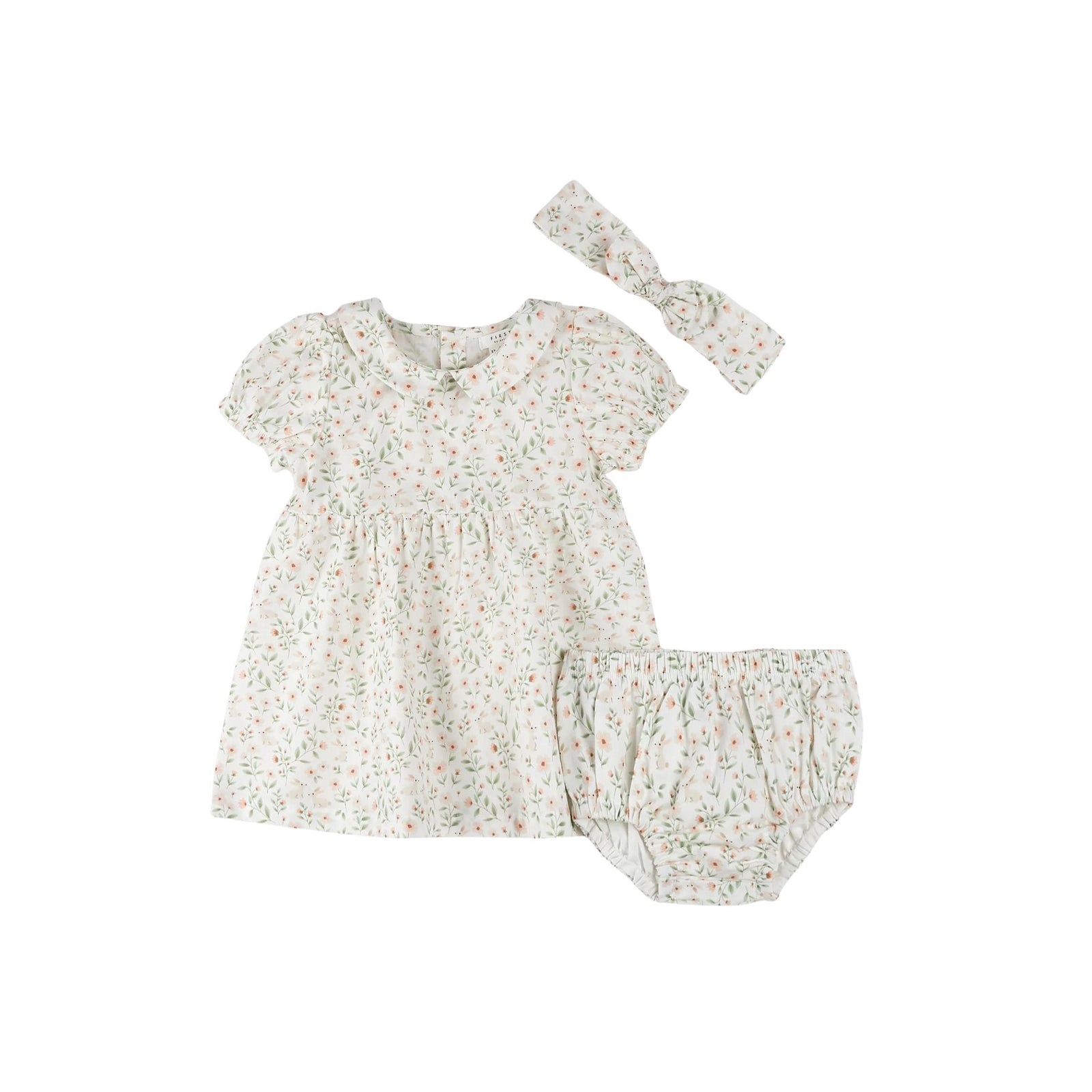 Spring Bunnies Poplin Dress Set - 3-piece