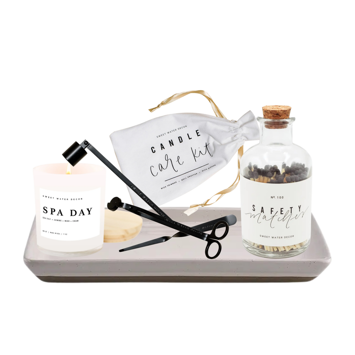 Spa Day Soy Candle Gift Set &amp; Ceramic Tray