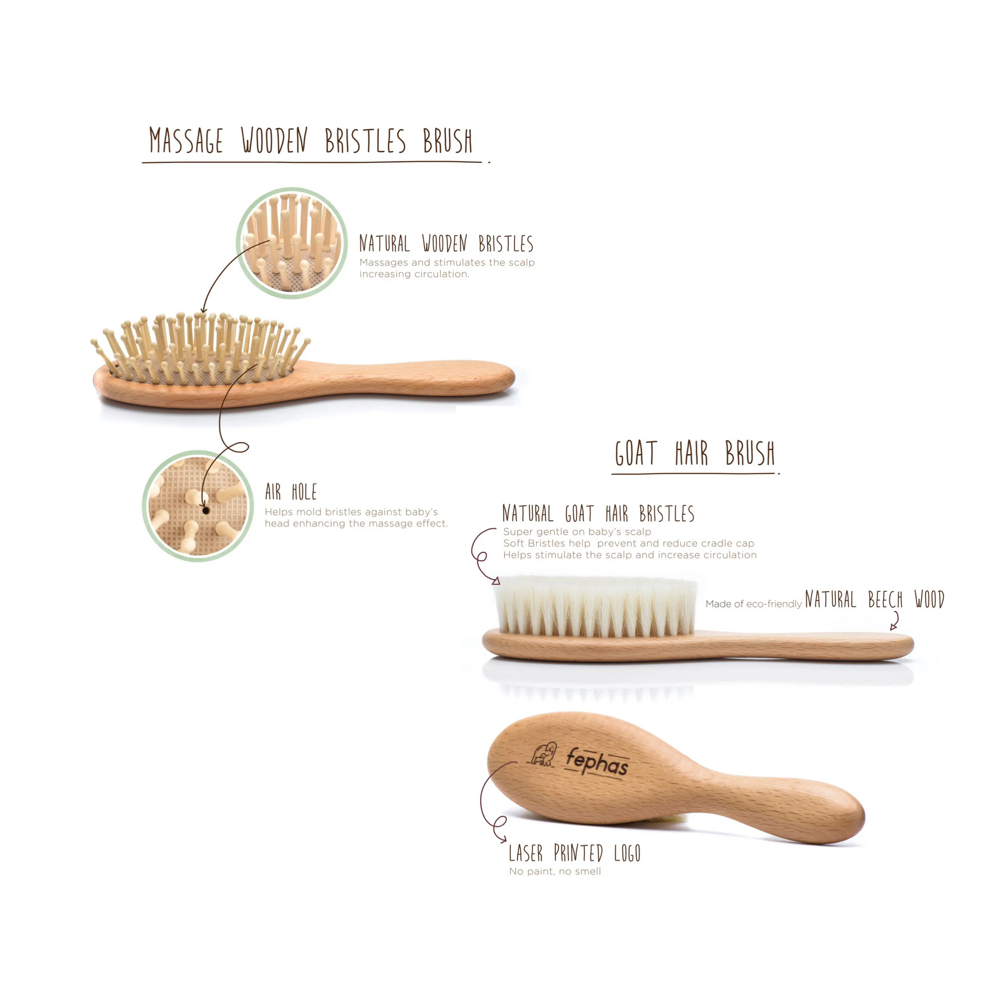 Baby Wooden Hairbrush Set