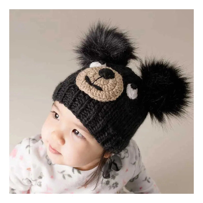 Black Bear Knit Beanie Hat