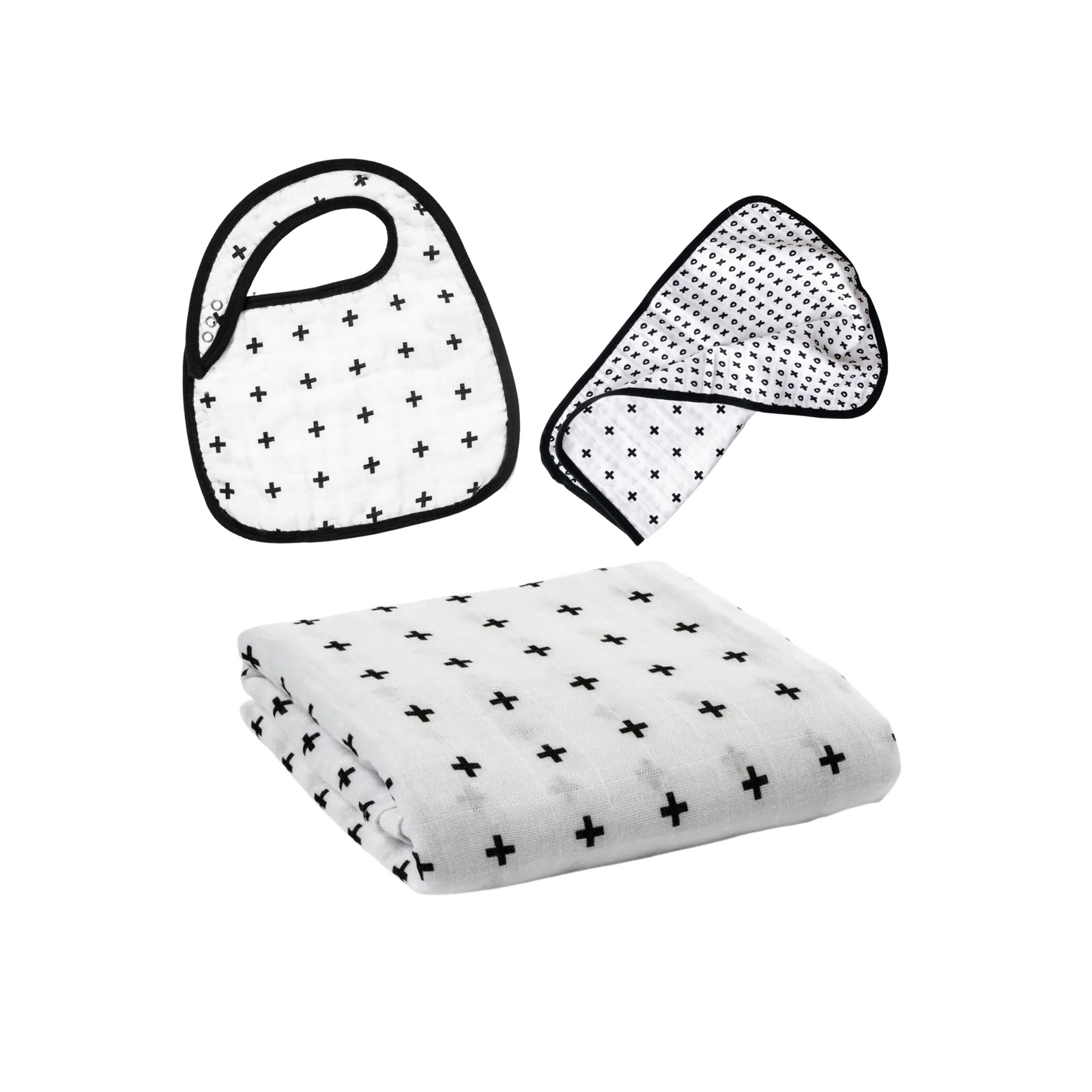 Black + White Organic Cotton Muslin Swaddles