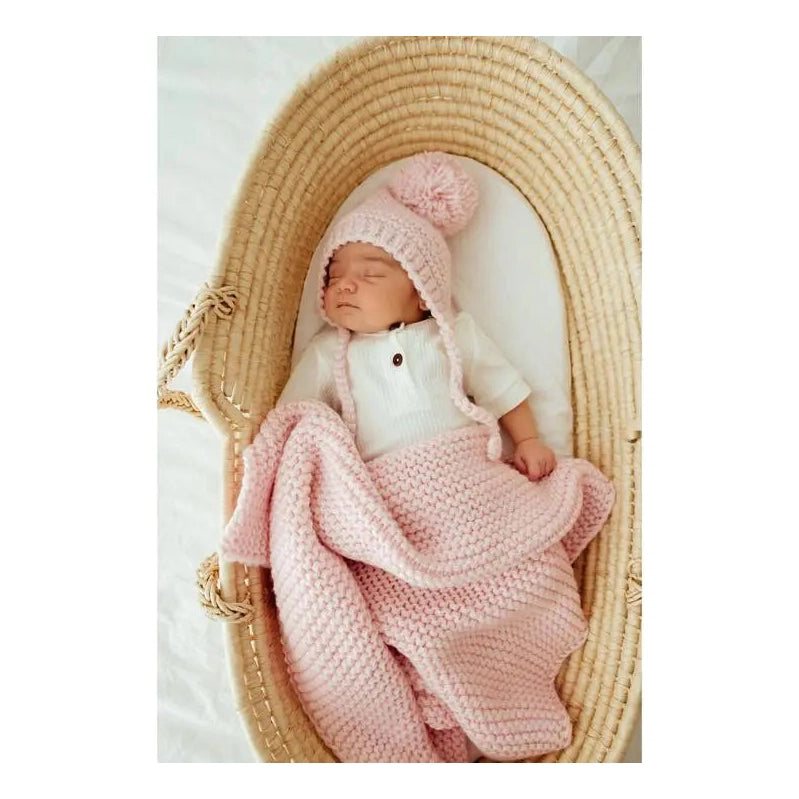 Blush Garter Stitch Knit Blanket