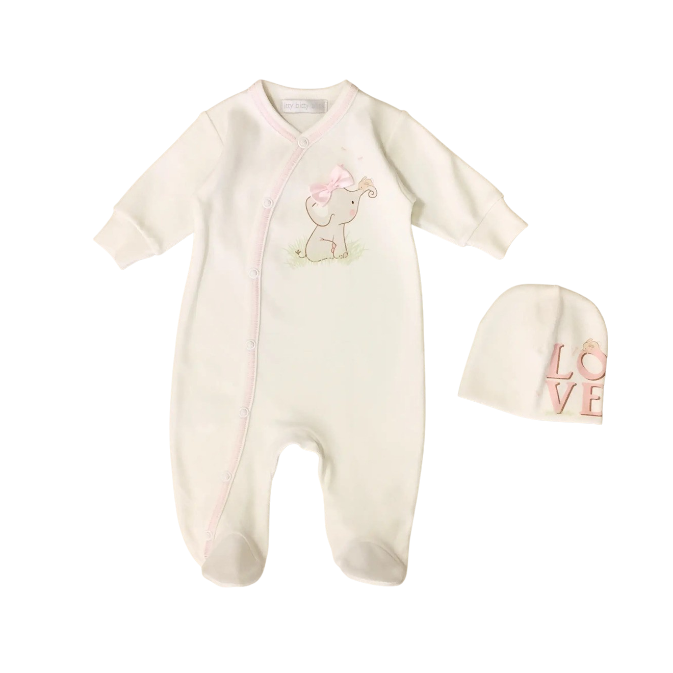 Bow Tie Elephant Preemie Footie + Hat set