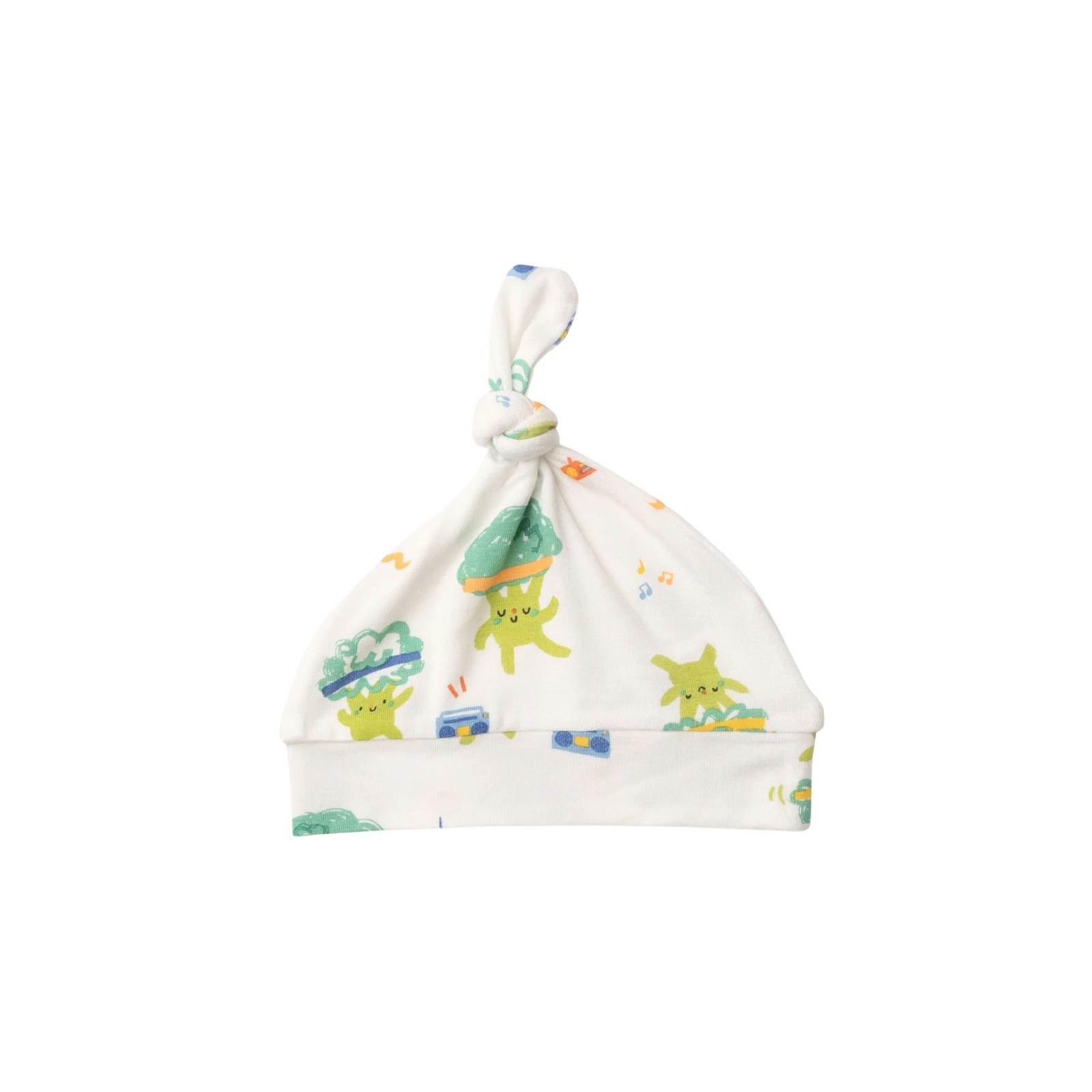 Broccoli Party White Knotted Hat