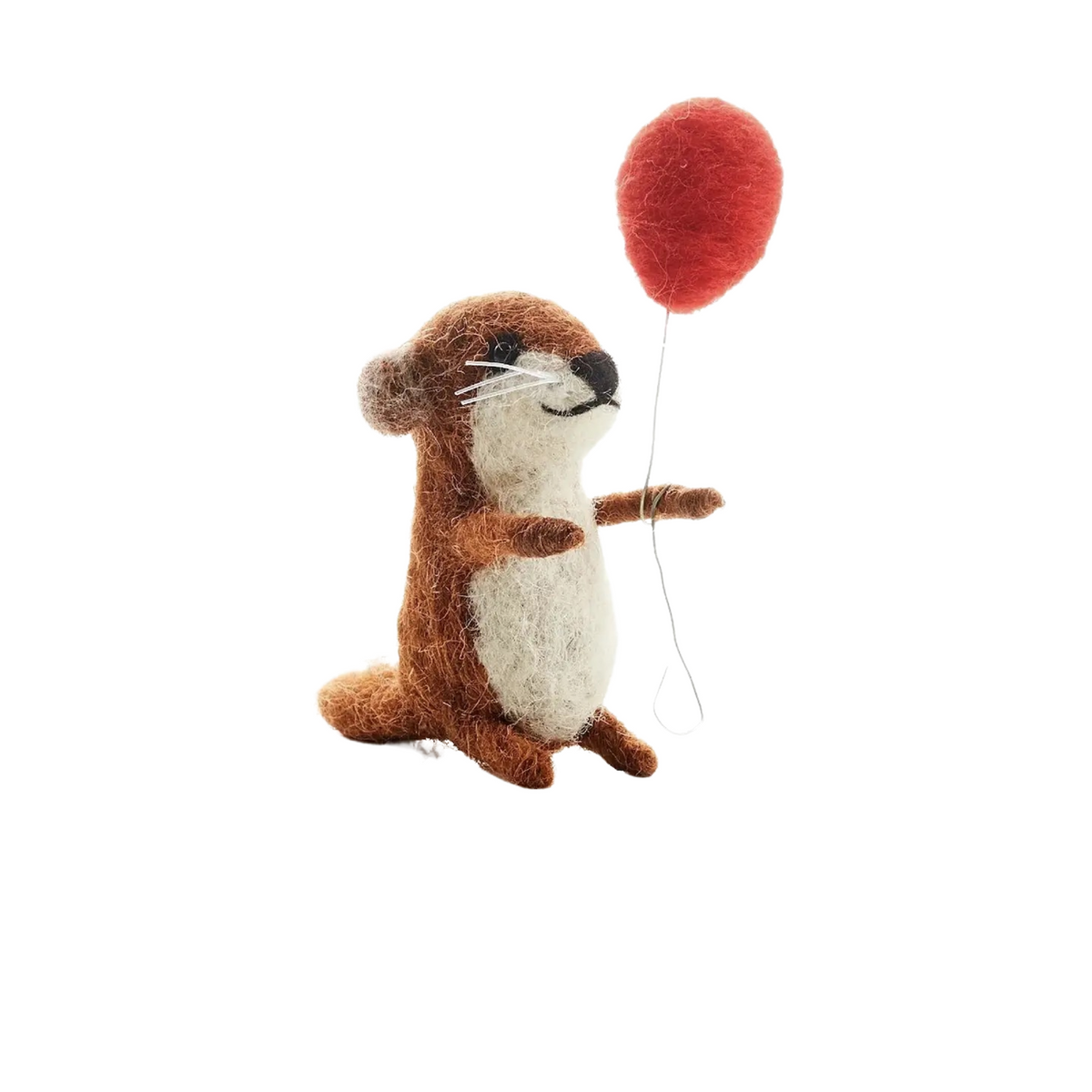 Felted Baby Otter &amp; Balloon Miniature