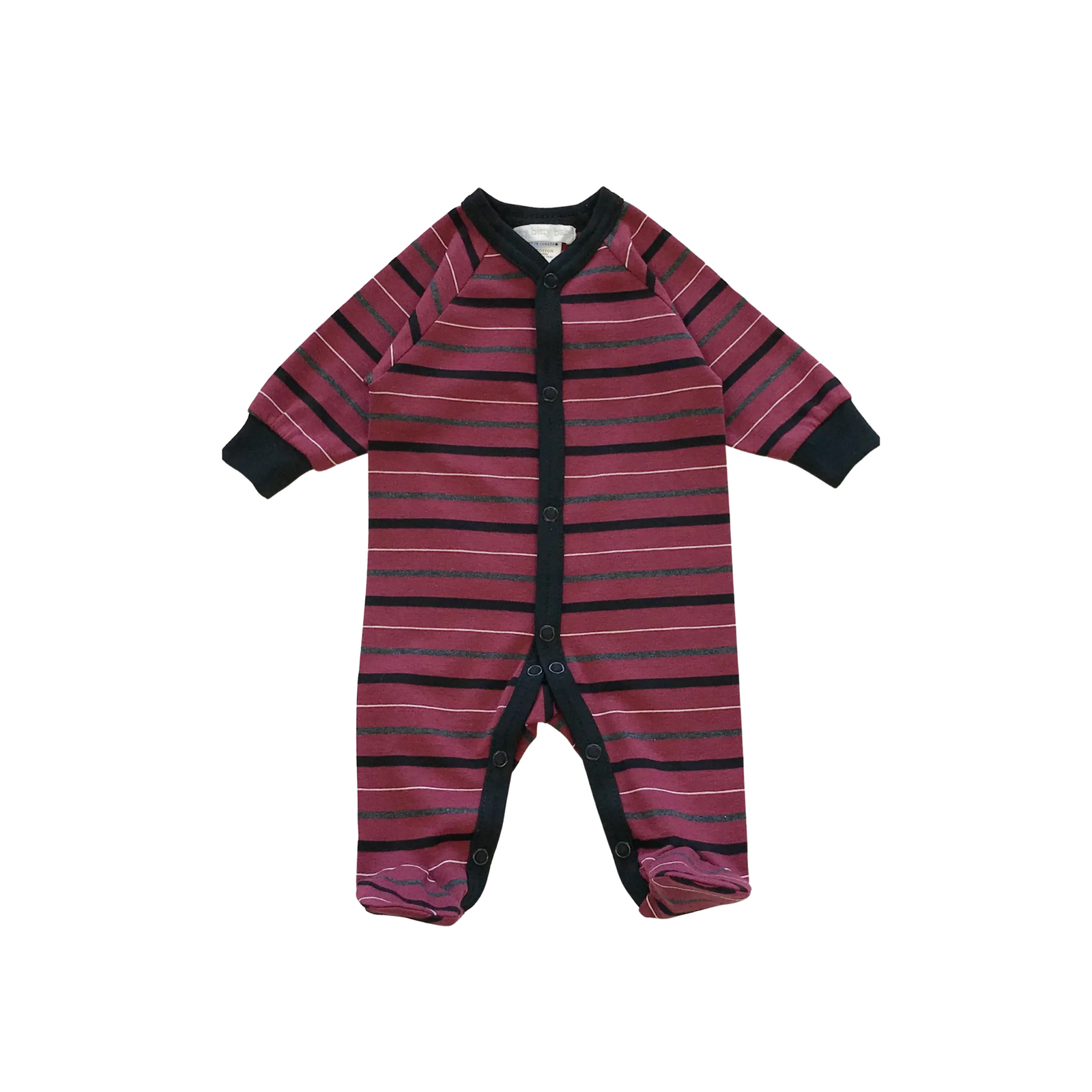Front Snap Stripe Footie