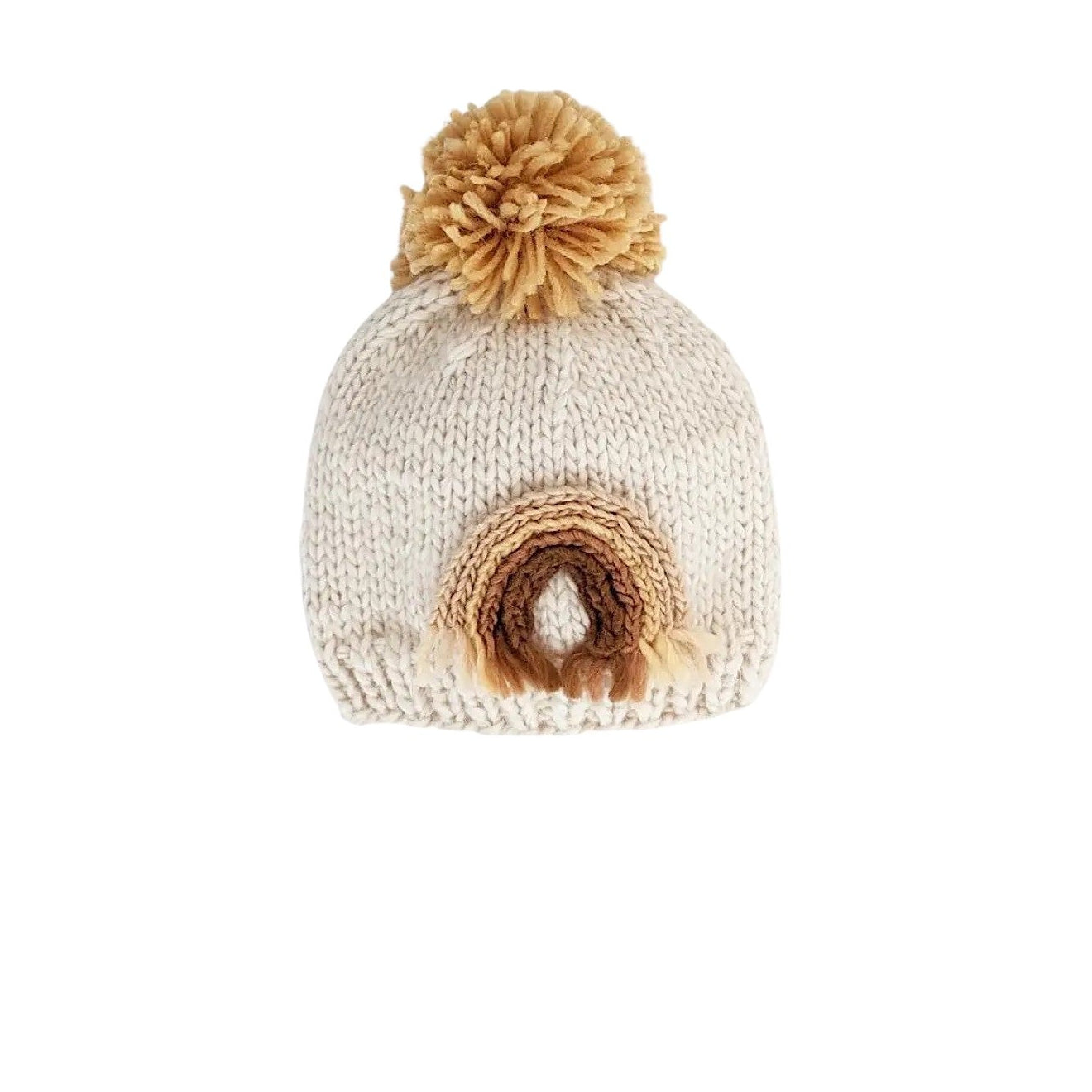 Gold Rainbow Pom Knit Hat