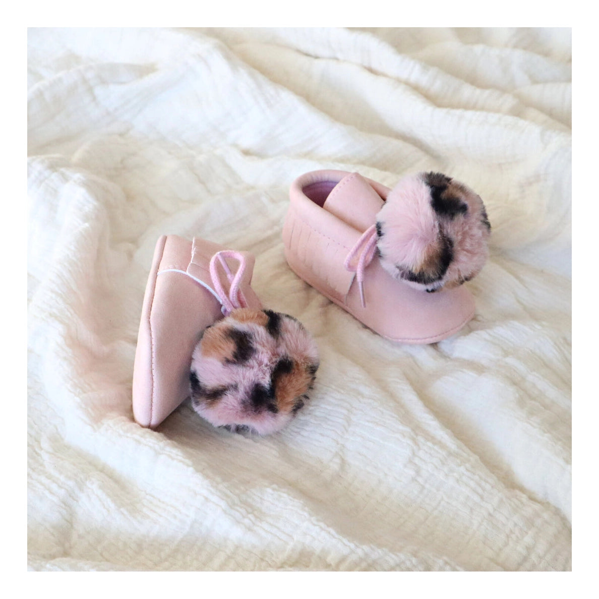 Leopard Print Pom Pom Moccasin Bootie