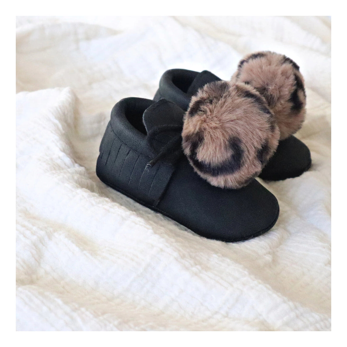 Leopard Print Pom Pom Moccasin Bootie