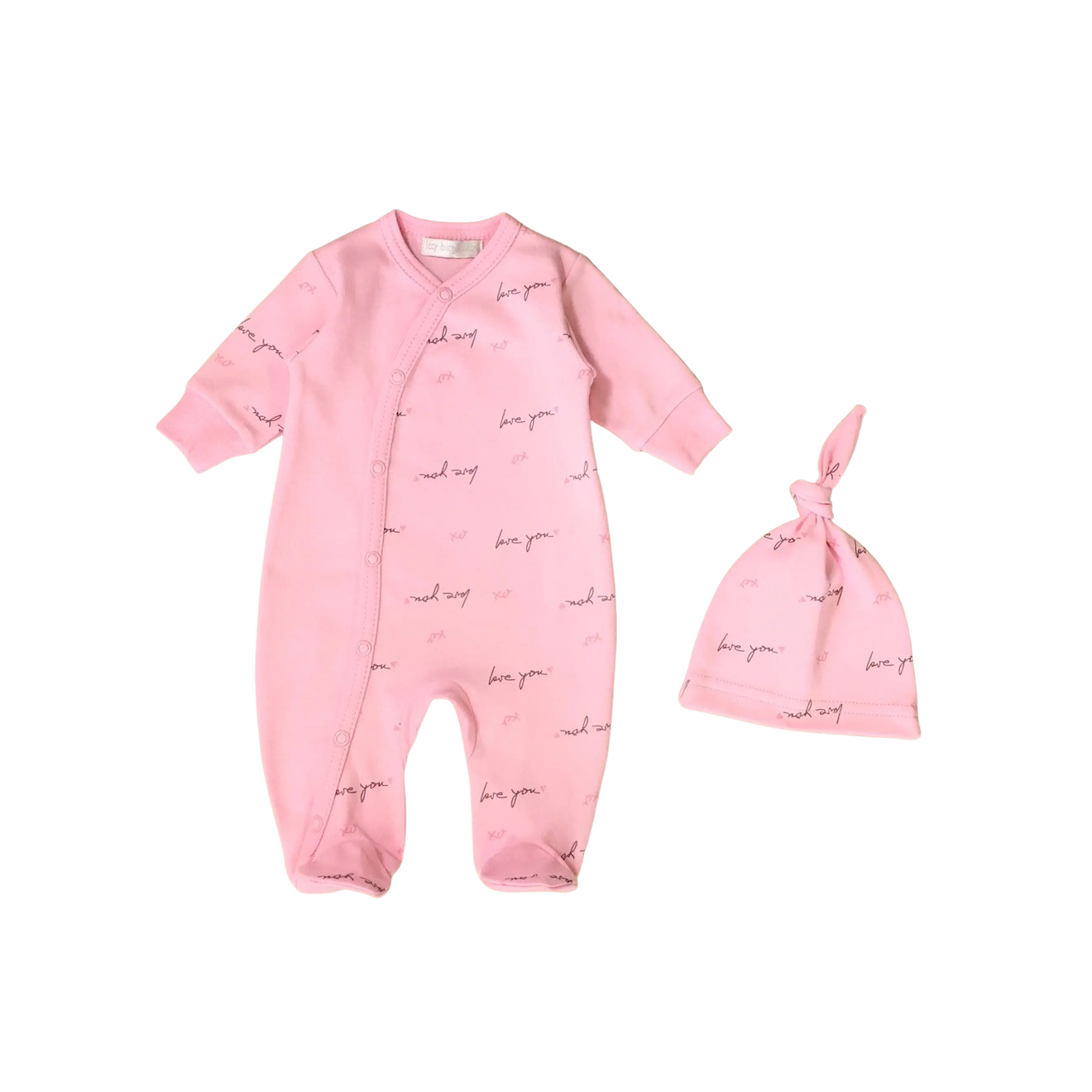 Love You Preemie Footie + Top Knot Hat