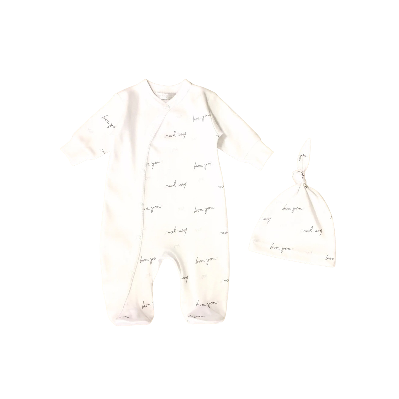 Love You Preemie Footie + Top Knot Hat