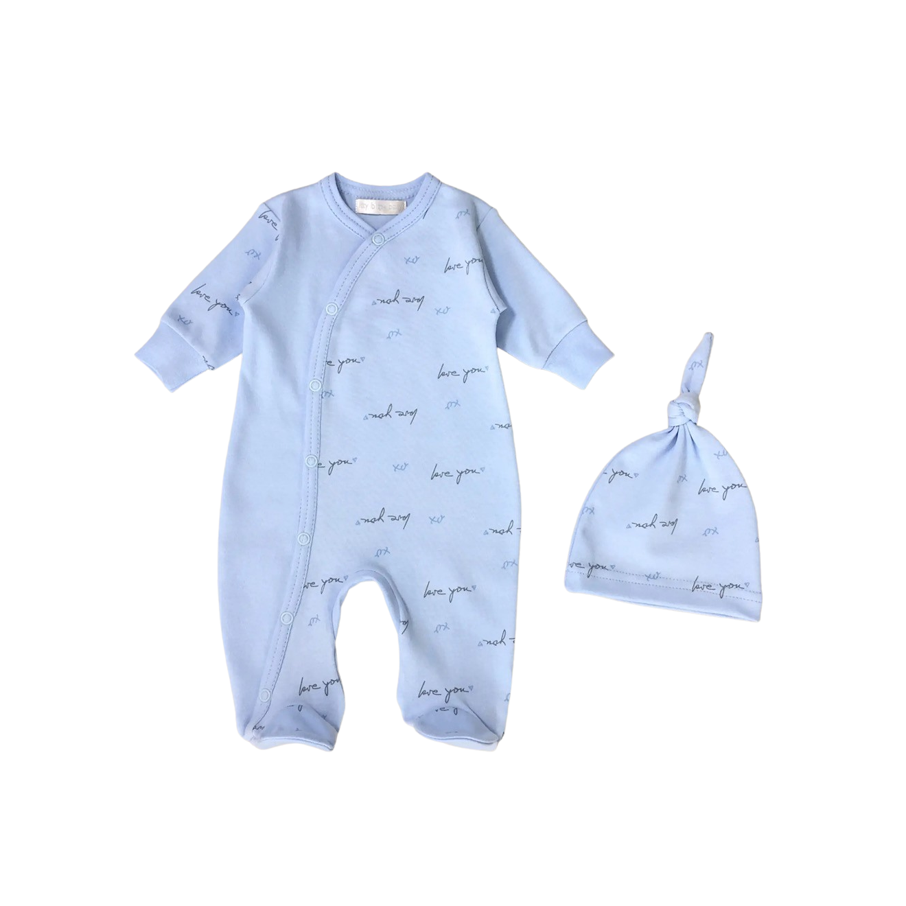 Love You Preemie Footie + Top Knot Hat