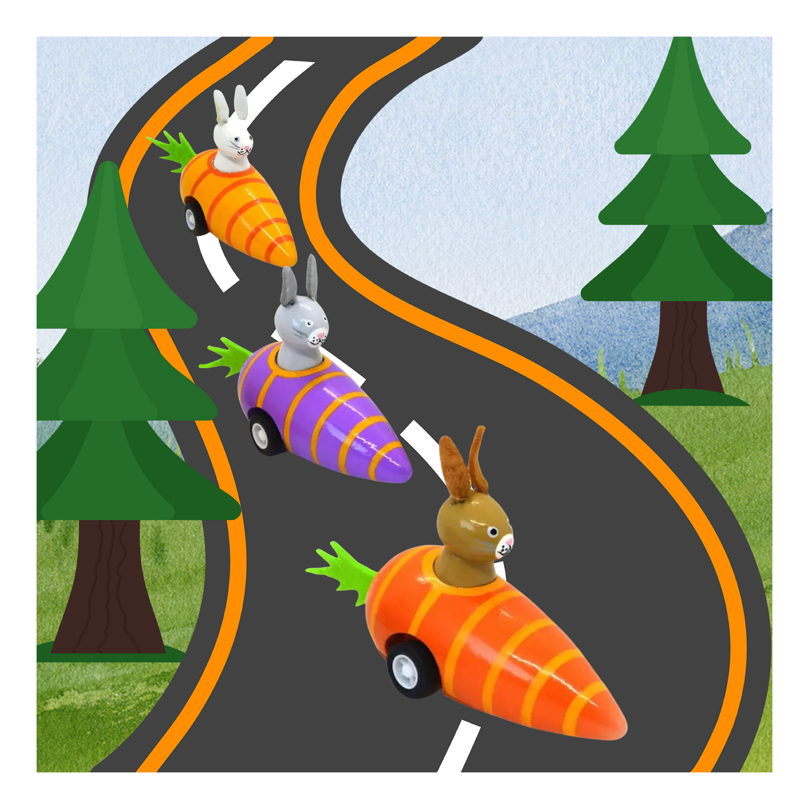 Pull Back Bunny Carrot Racers