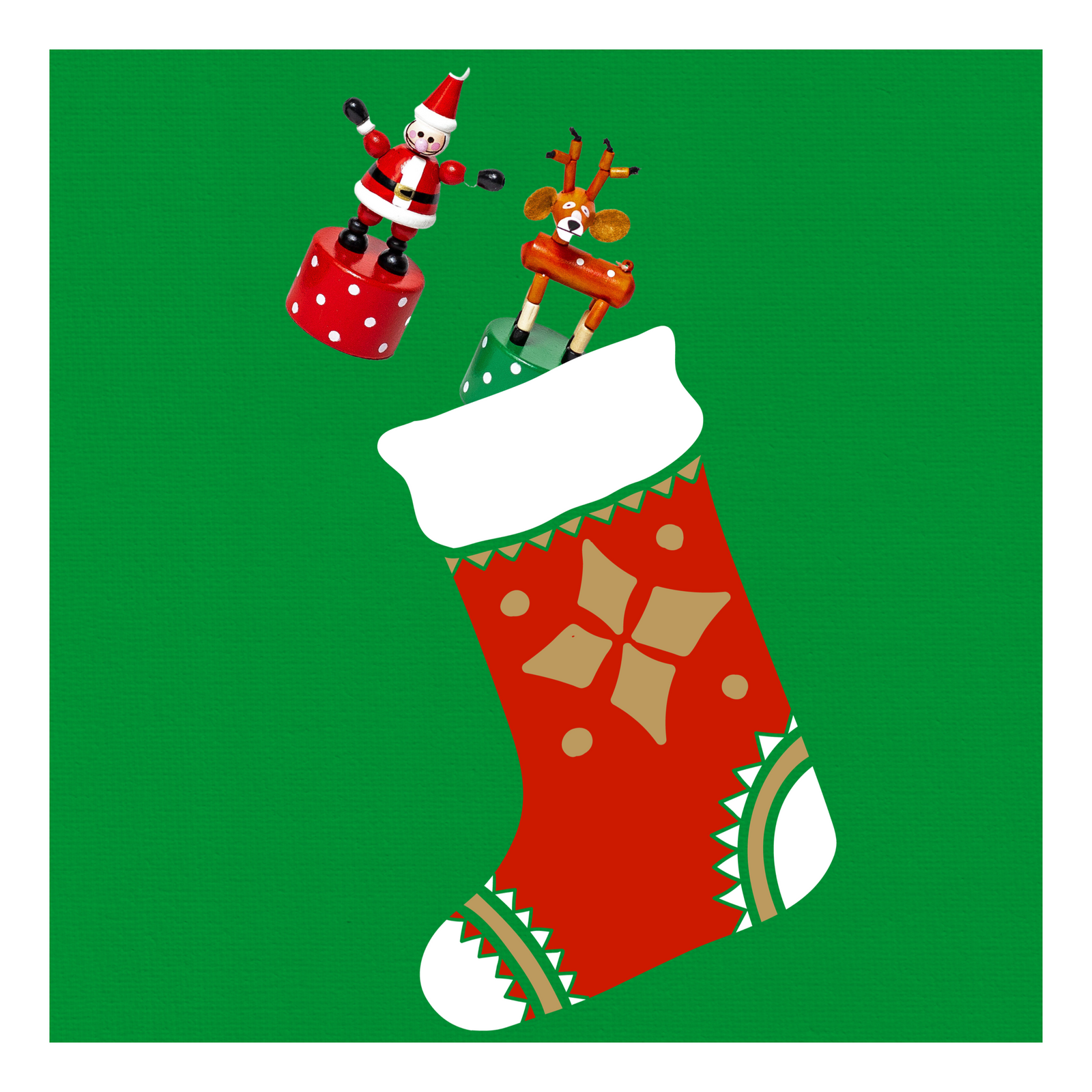 Santa And Reindeer Push Puppets