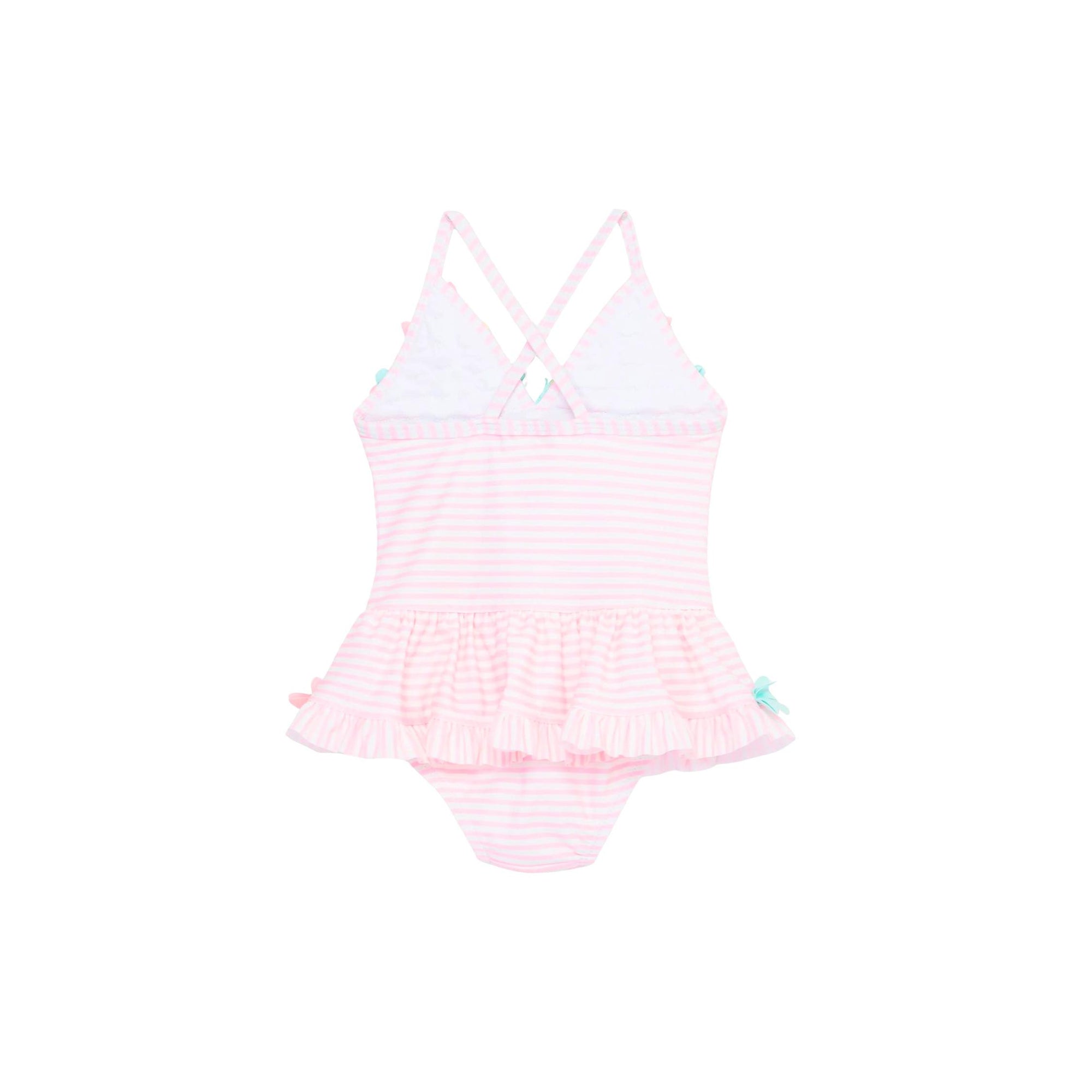 3-D Floral Pink Stripe Swimsuit