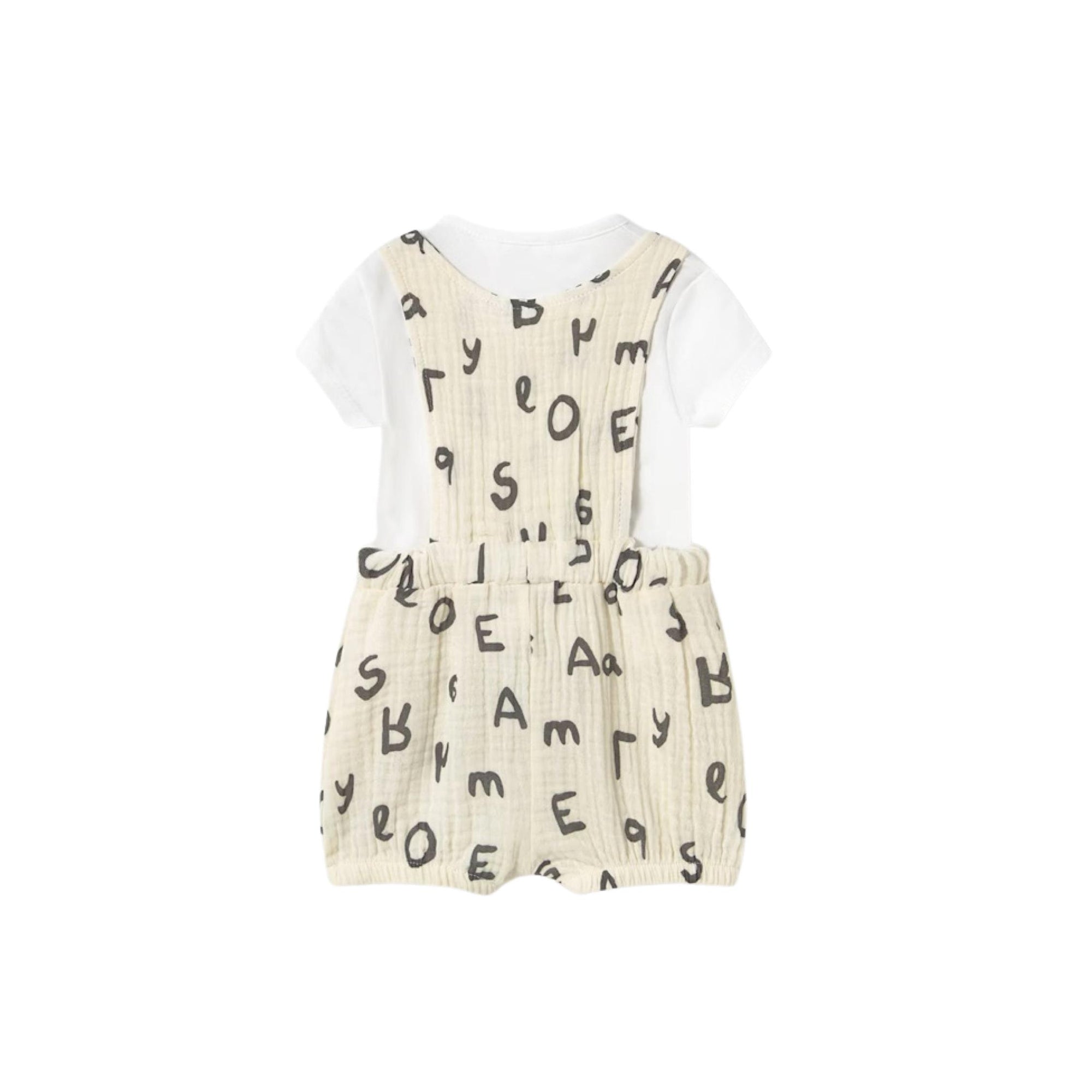 Alphabet Print Newborn Dungarees 2-Piece Set