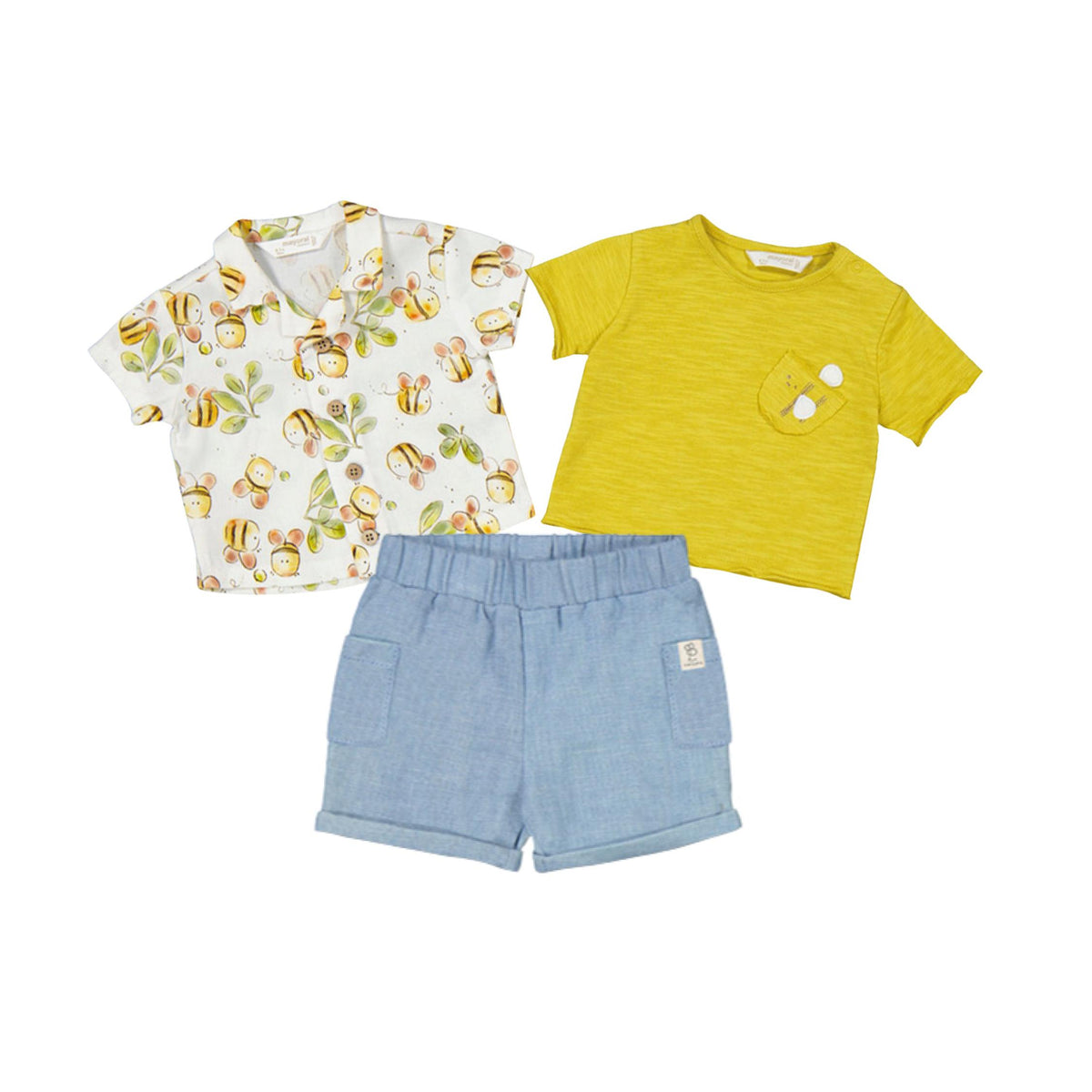 Baby Boy Bee Print 3-Piece Short Set