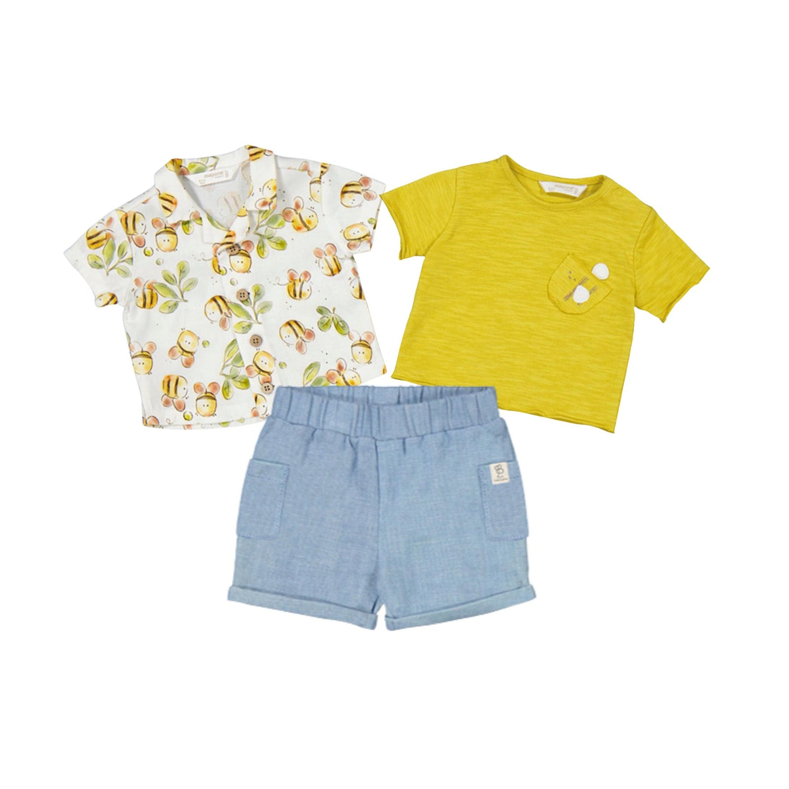 Baby Boy Bee Print 3-Piece Short Set