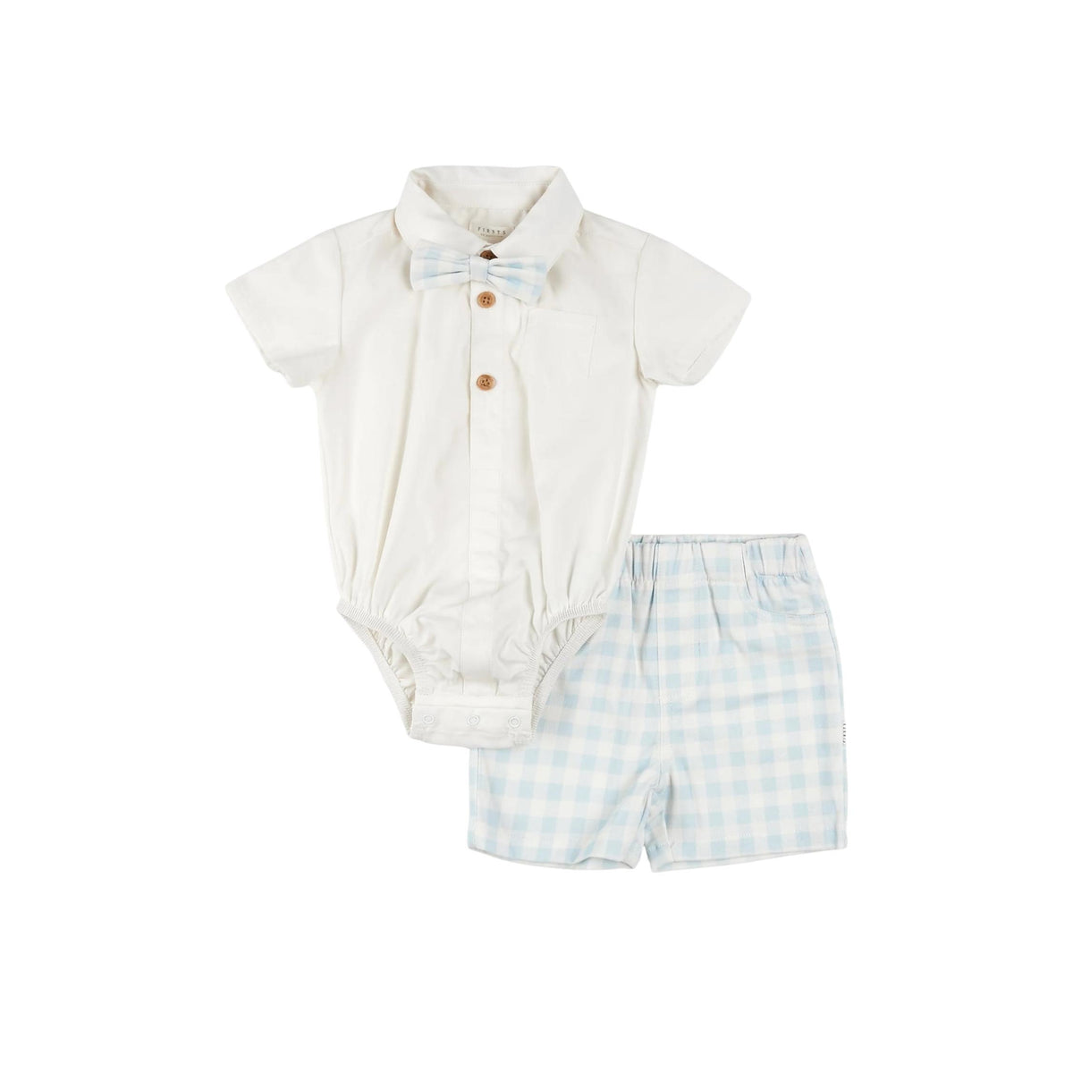 Baby Boy Poplin Shirt and Checkered Short 3-Piece Set