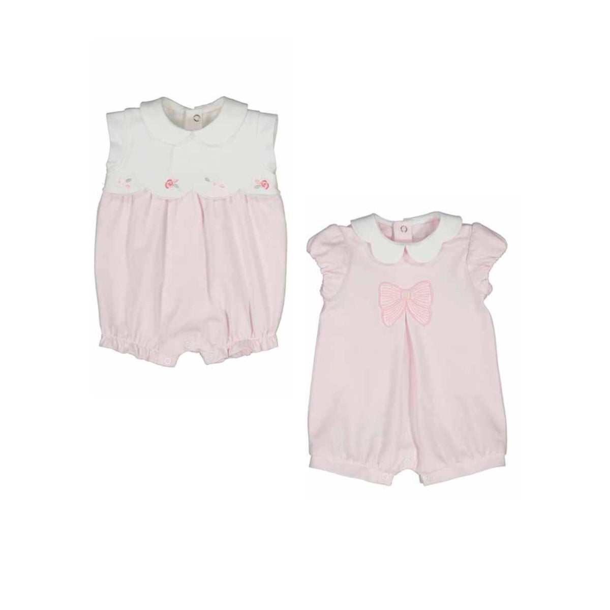 Baby Girl Collared Pink Rompers 2-Pack