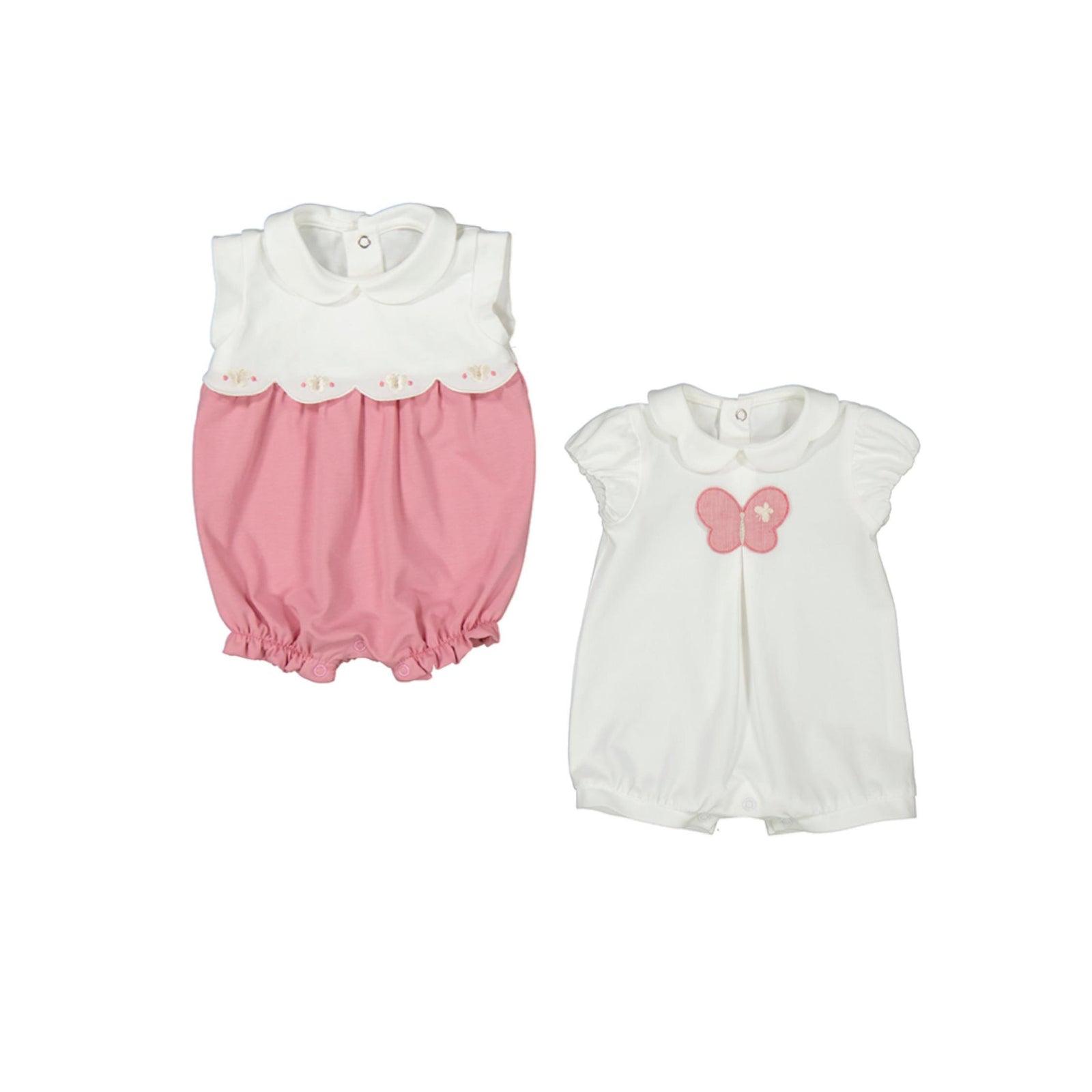 Baby Girl Collared Pink Rompers 2-Pack