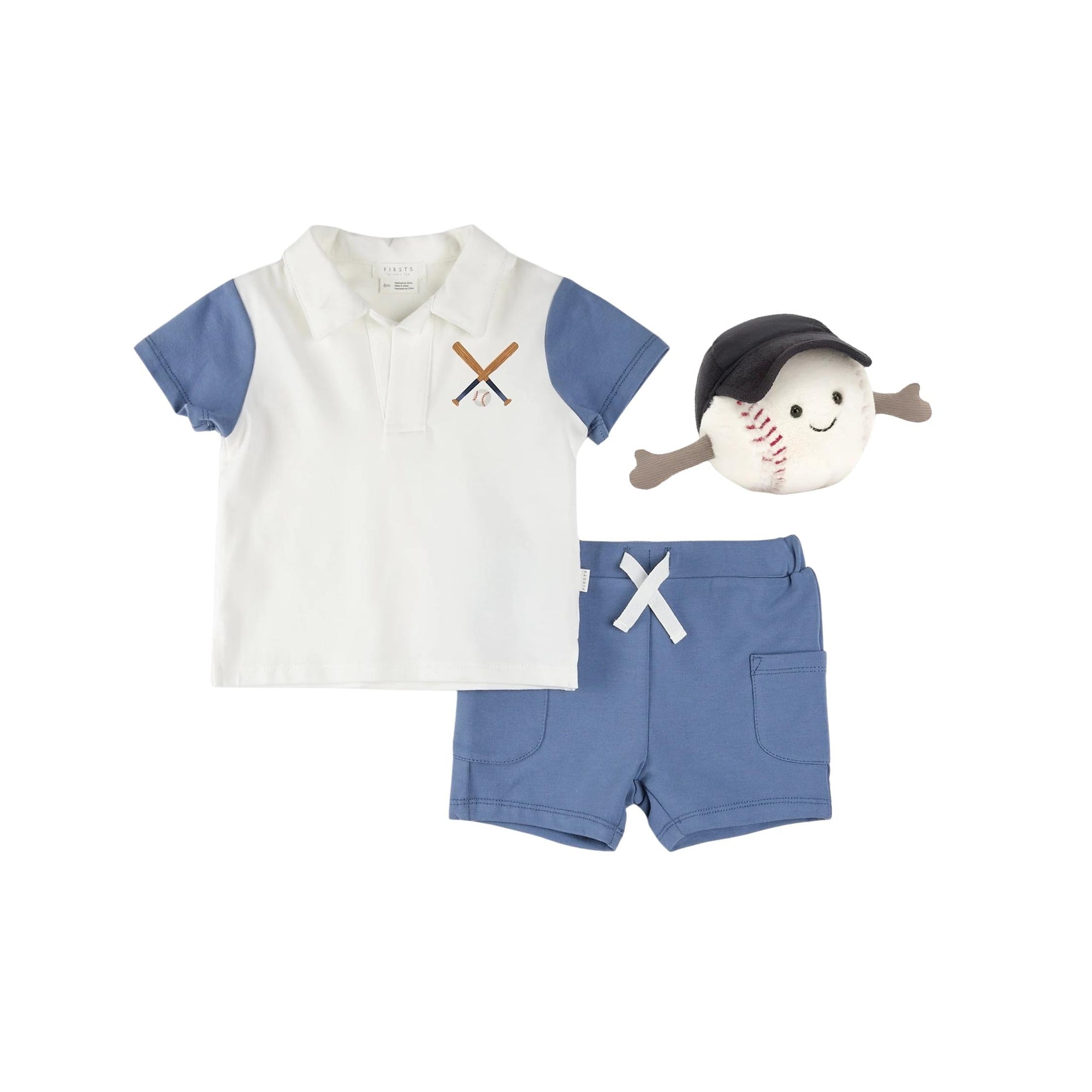 Baseball Print Baby Boy 2-Piece Short Set