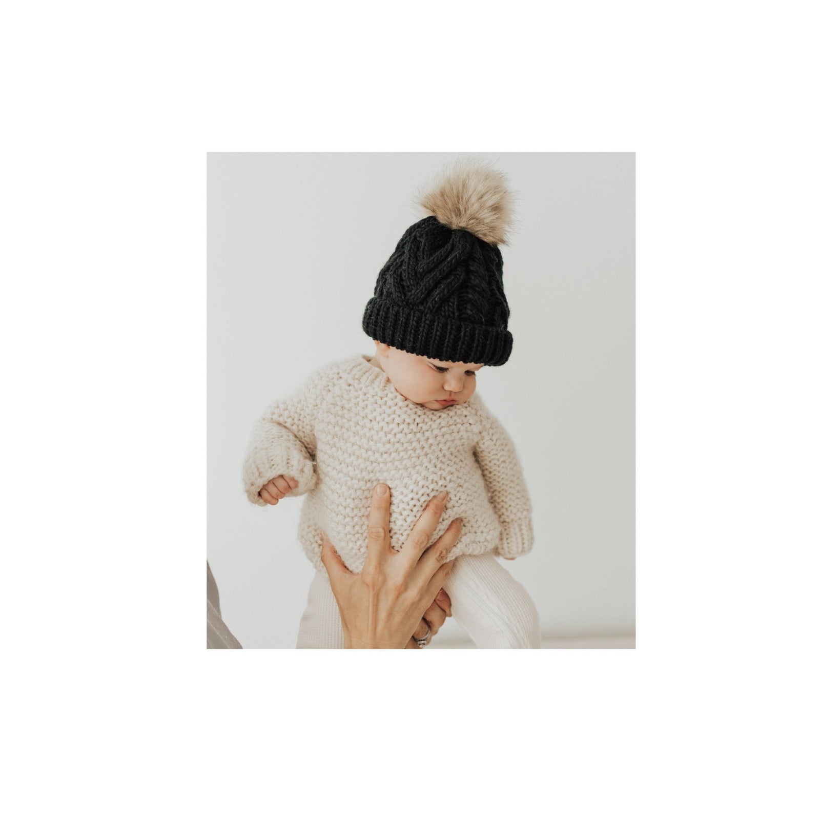 Black Pom Pom Beanie Hat