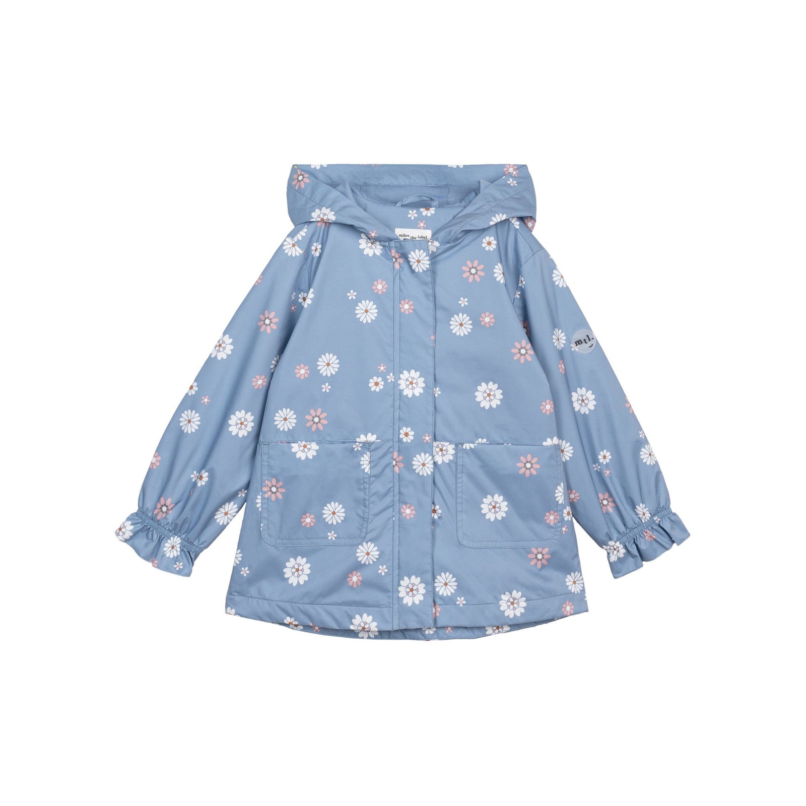 Blue Daisy Print Windbreaker