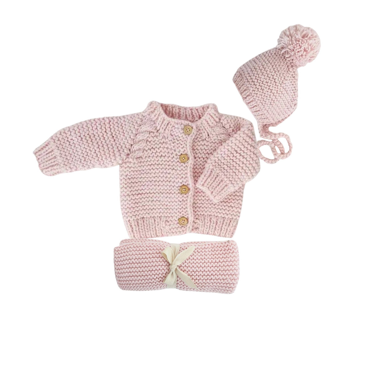 Blush Garter Stitch Knit Blanket