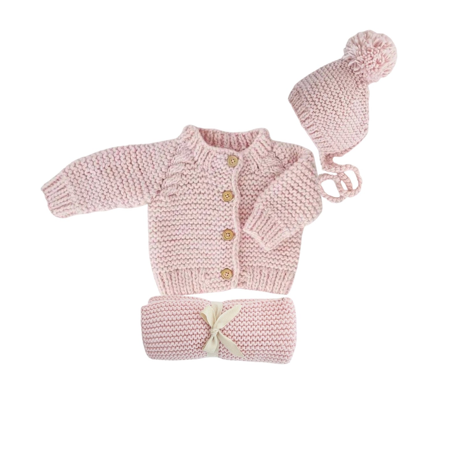 Blush Garter Stitch Knit Blanket