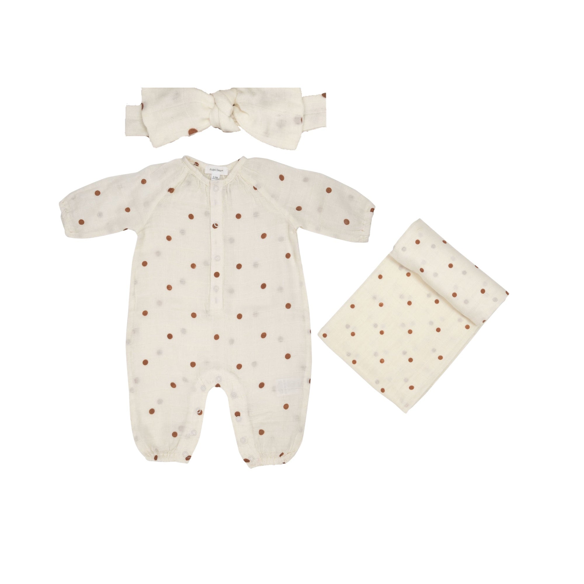 Cashew Polka Dot Swaddle