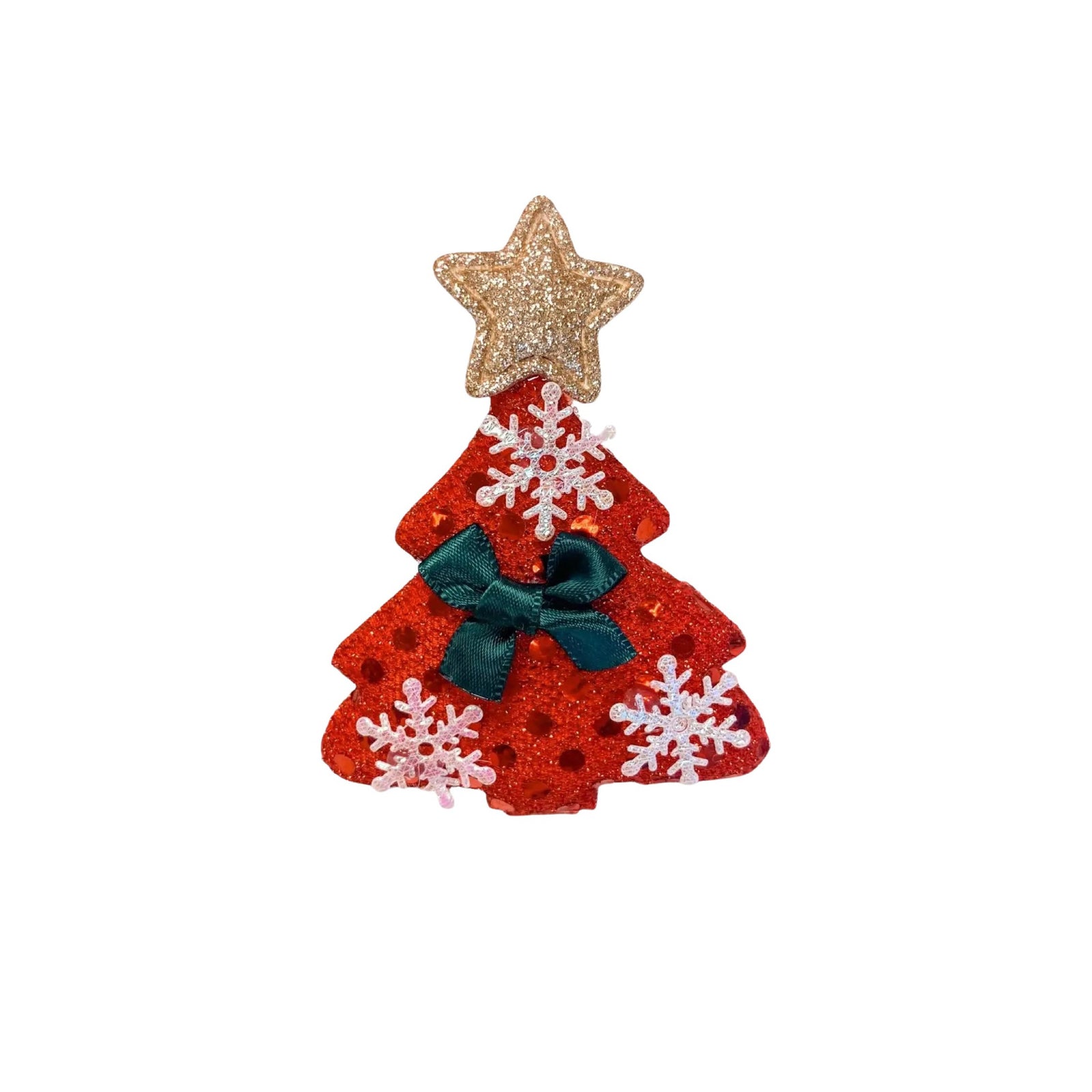 Christmas Tree with Star Glitter Hair Clip