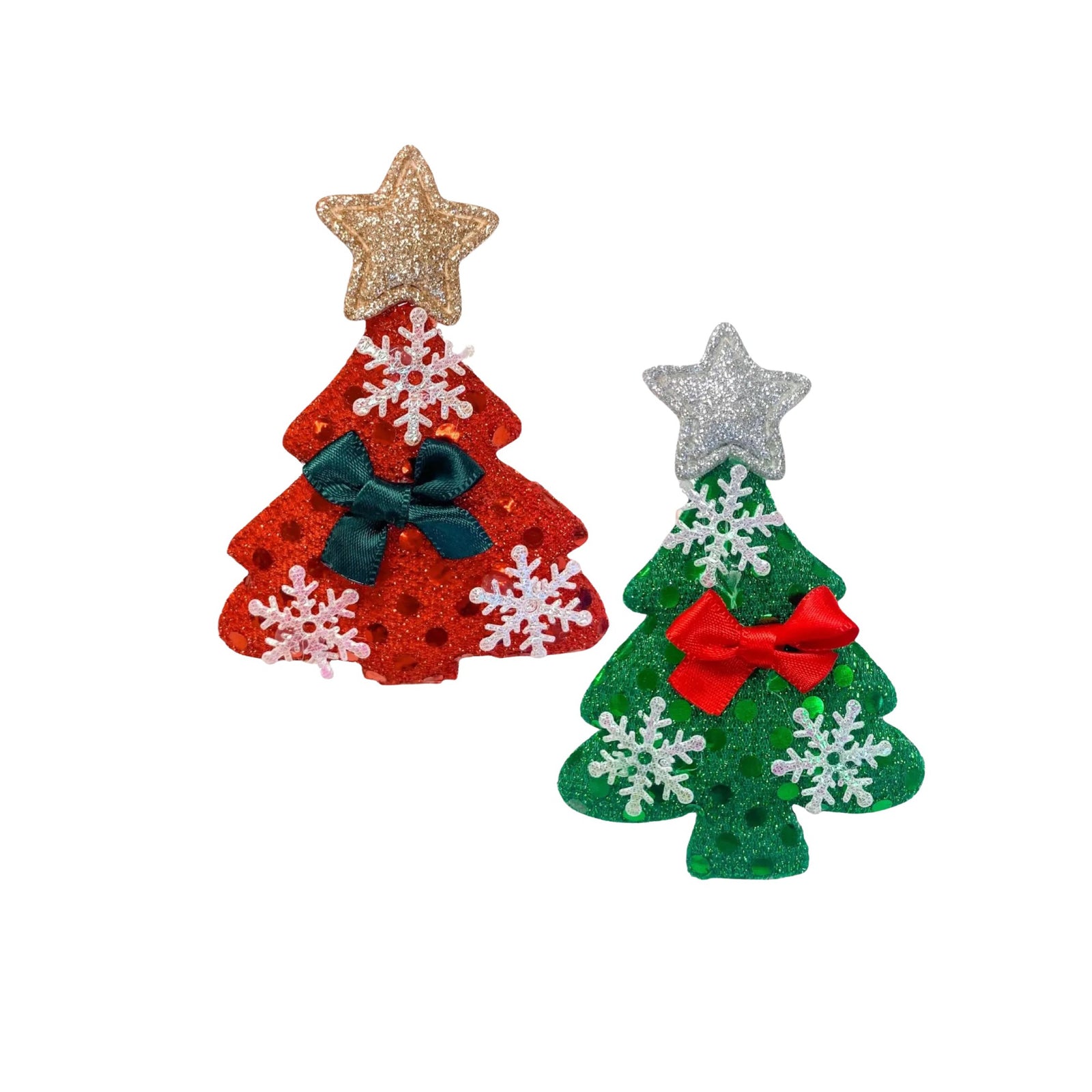 Christmas Tree with Star Glitter Hair Clip