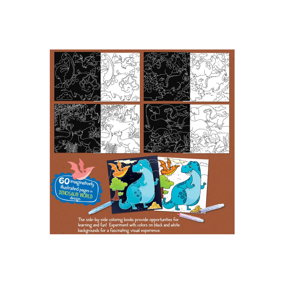 Color On Black, Color On White 2-in-1 Tote Dinosaur World