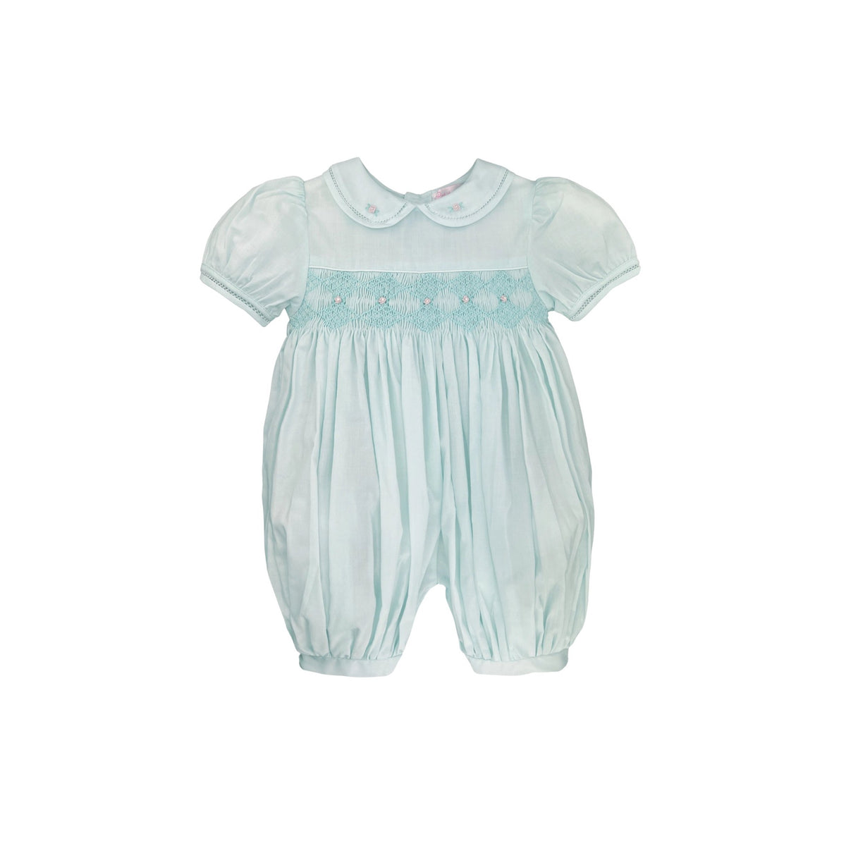 Diamond Smocking French Bubble Mint Romper