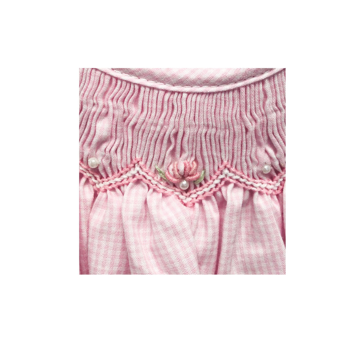 Embroidered Flowers Smocked Baby Girls’ Pink Dress &amp; Bloomers