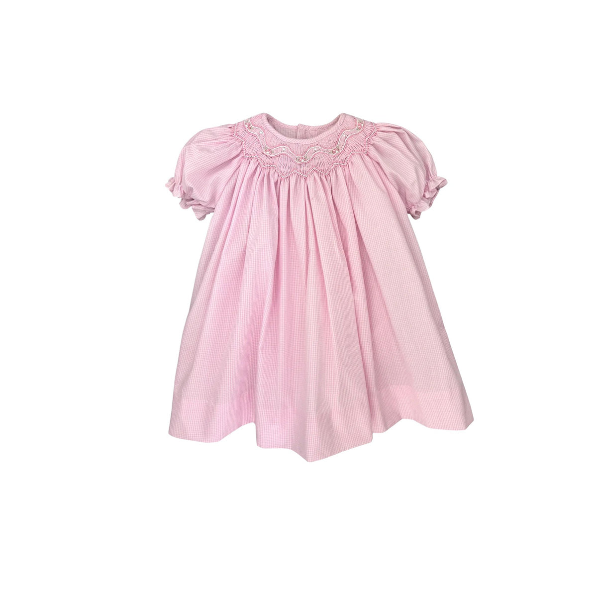 Embroidered Flowers Smocked Baby Girls’ Pink Dress &amp; Bloomers