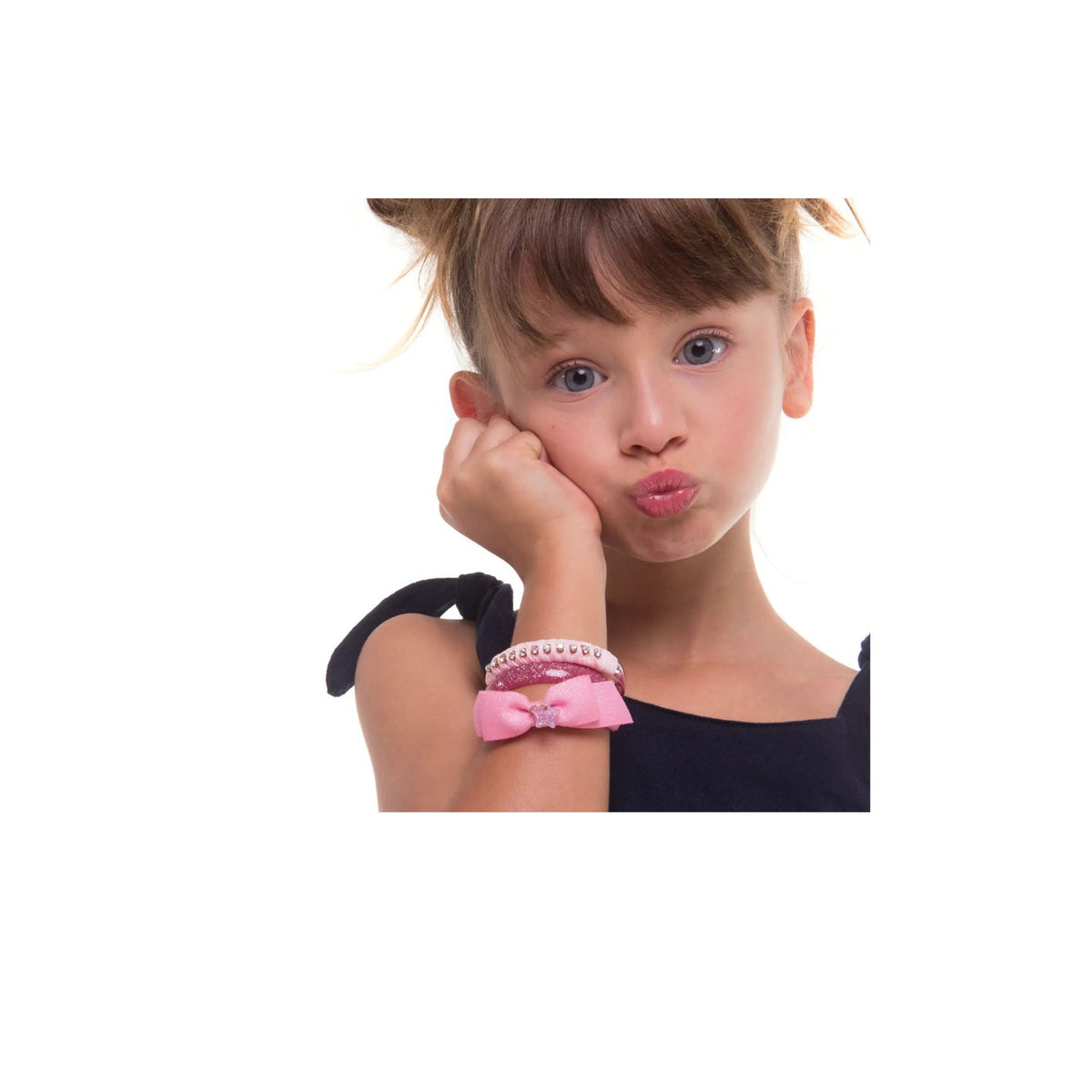 Fancy Pink Fabric Bangle 3-pc Set