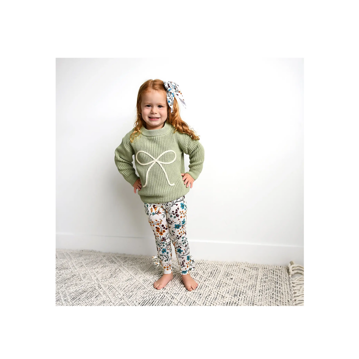 Maren Bow Girls’ Floral Leggings