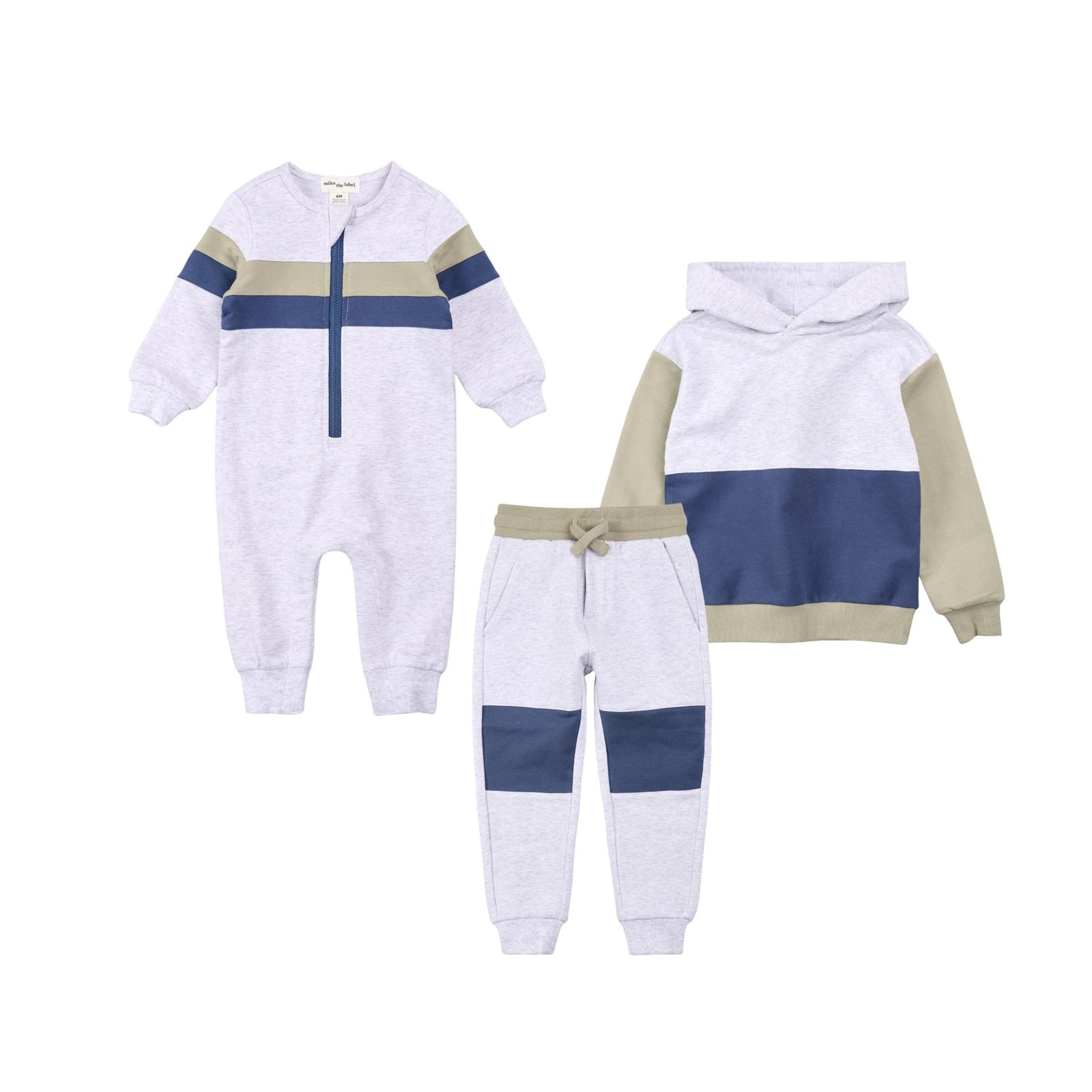 Miles Blue Patched Light Grey Joggers