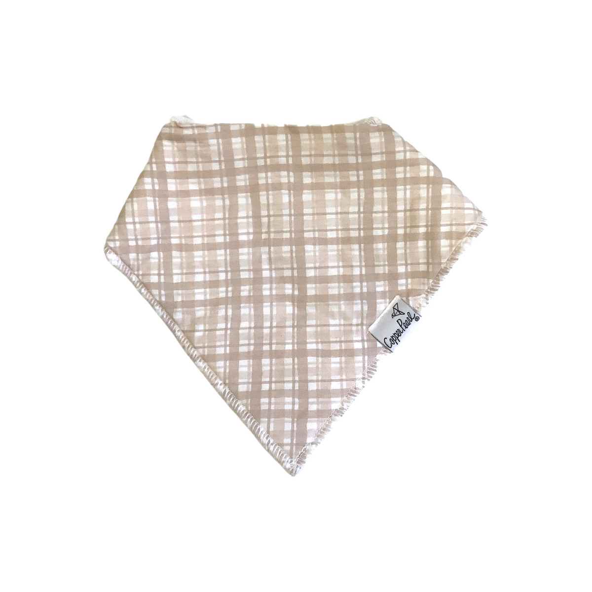 Bogey Beige Plaid Bandana Bib