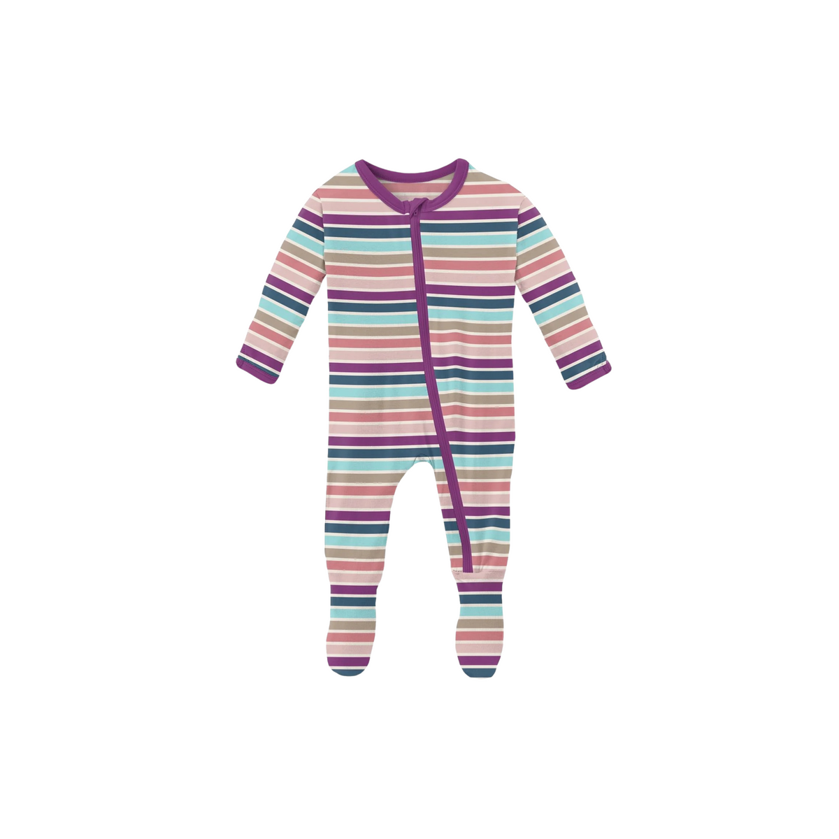 Love Stripe Zipper Footie