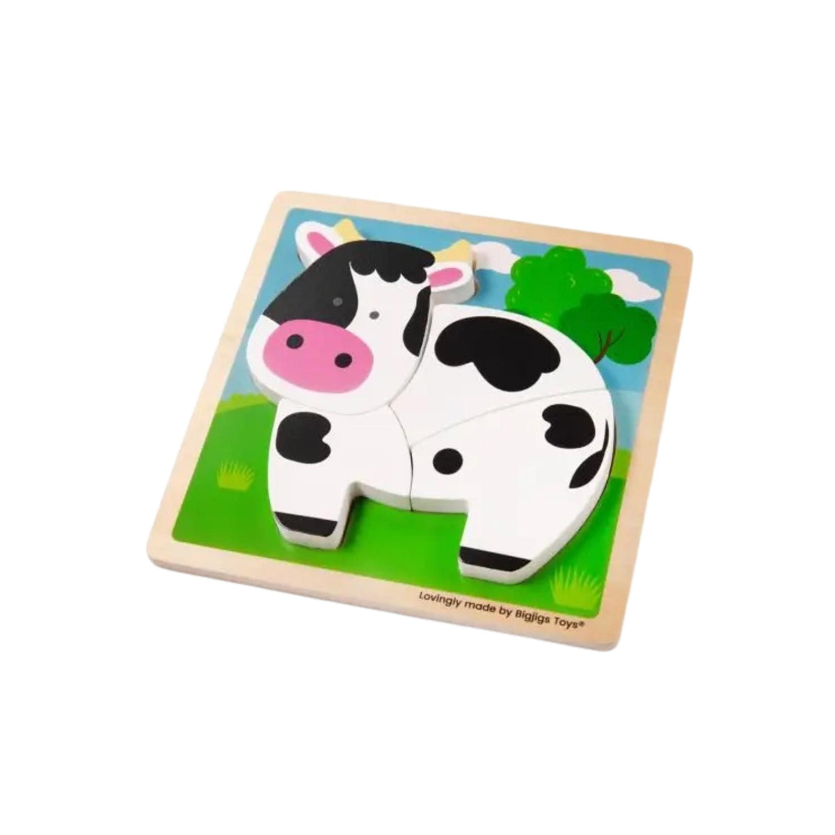 Chunky Lift Up Wooden Cow Puzzle