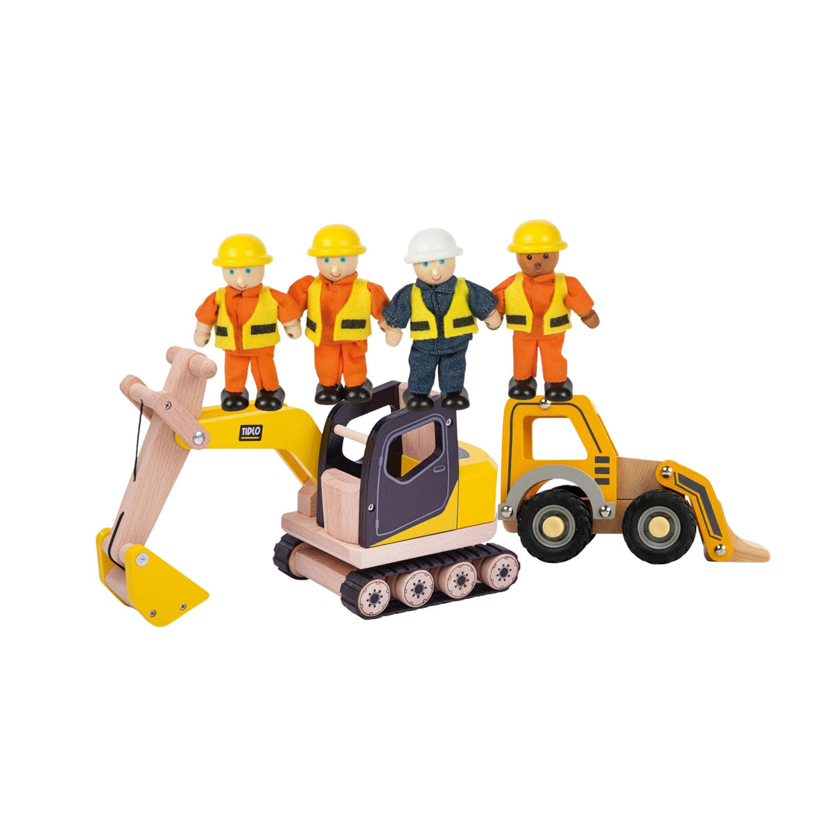 Wooden Construction Worker Figures Set