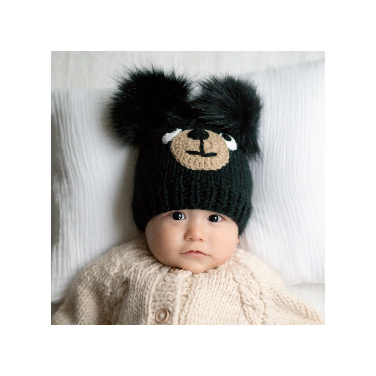 Brown Bear Knit Beanie Hat
