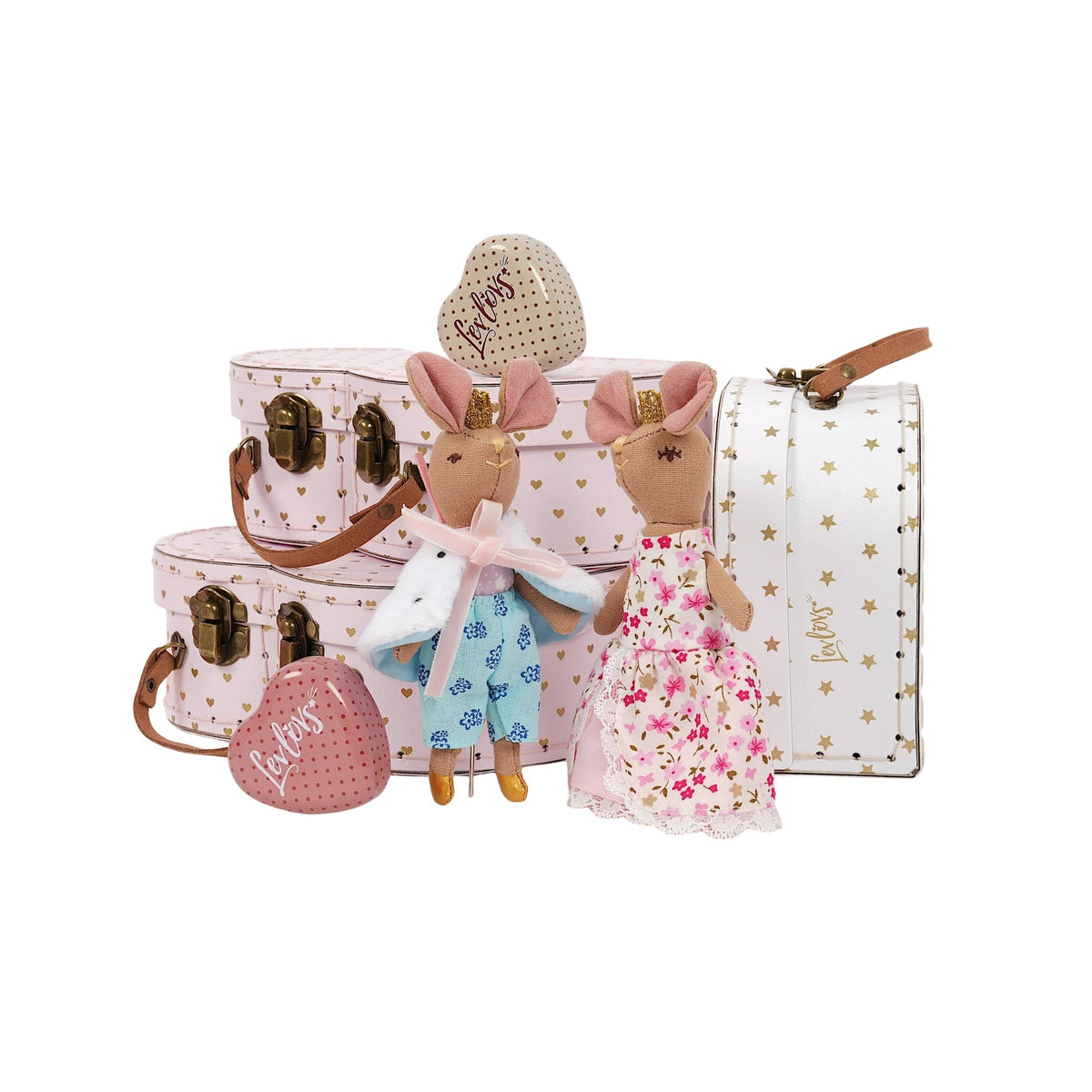 Plush Prince &amp; Princess Mice in Suitcase