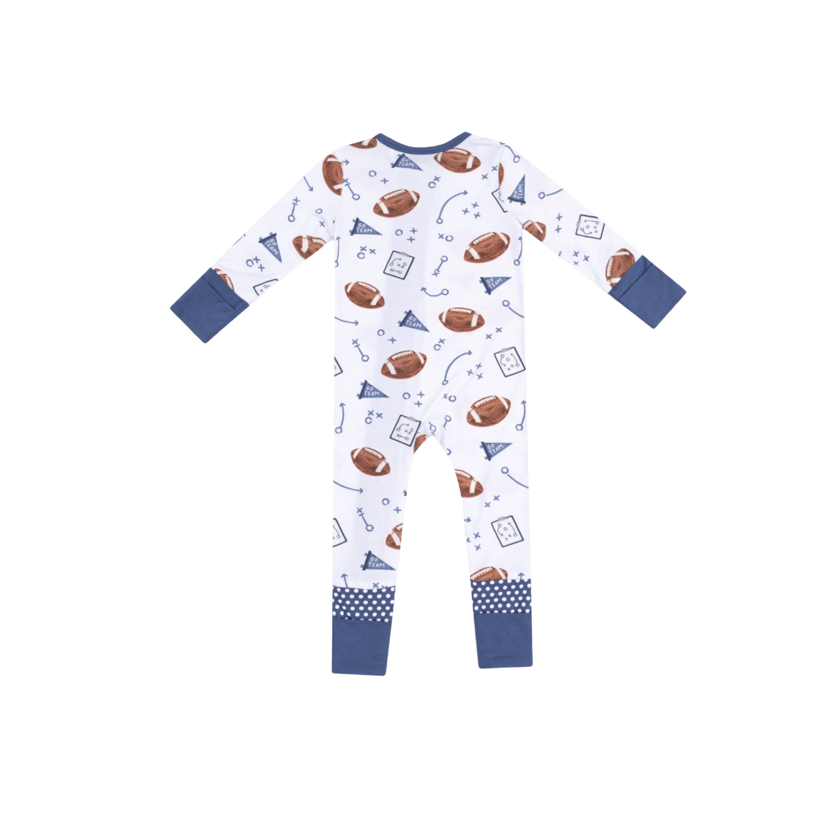 Navy Touchdown Time 2 Way Zipper Romper