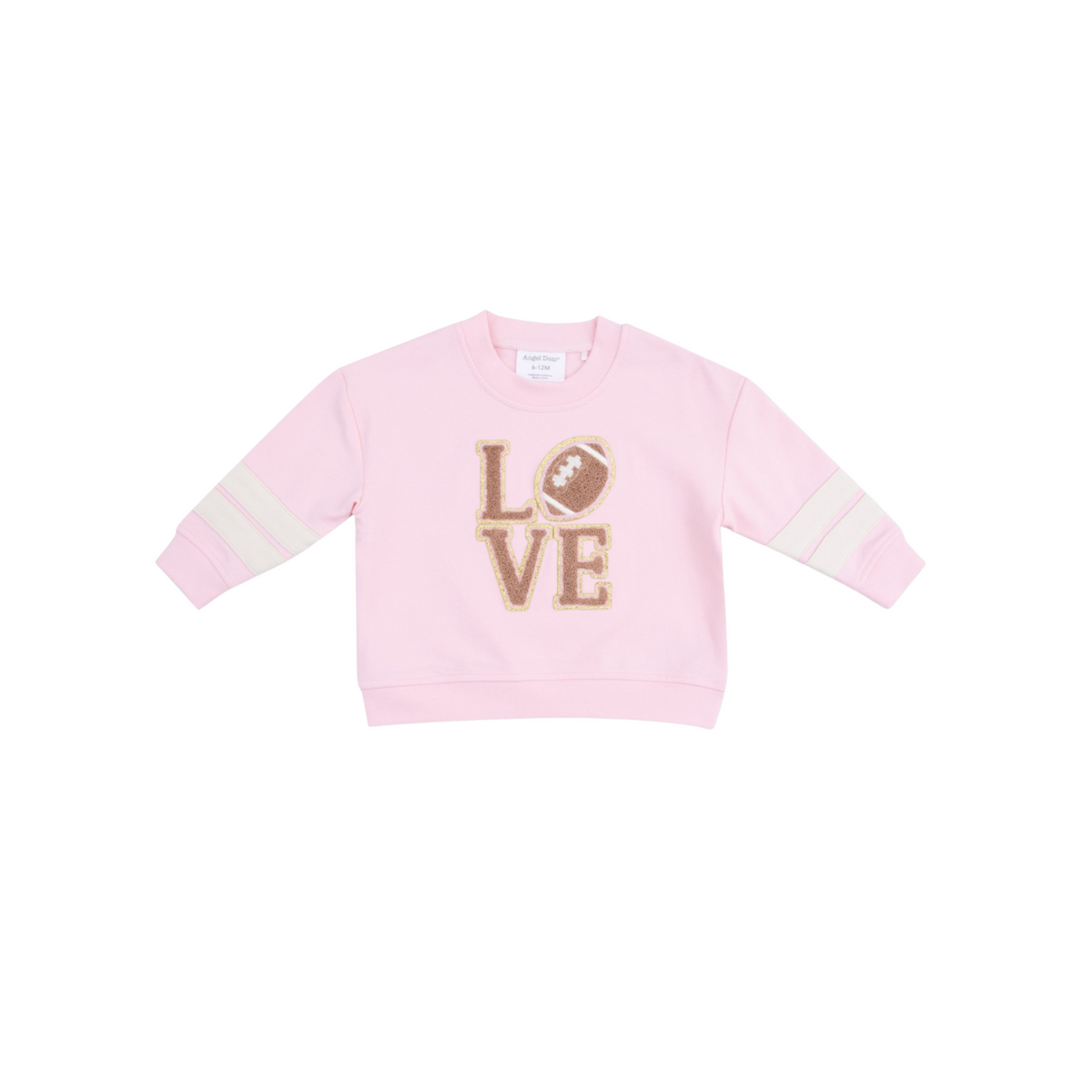 Cozy Drop Sleeve Sweatshirt With Varsity Stripes Pink