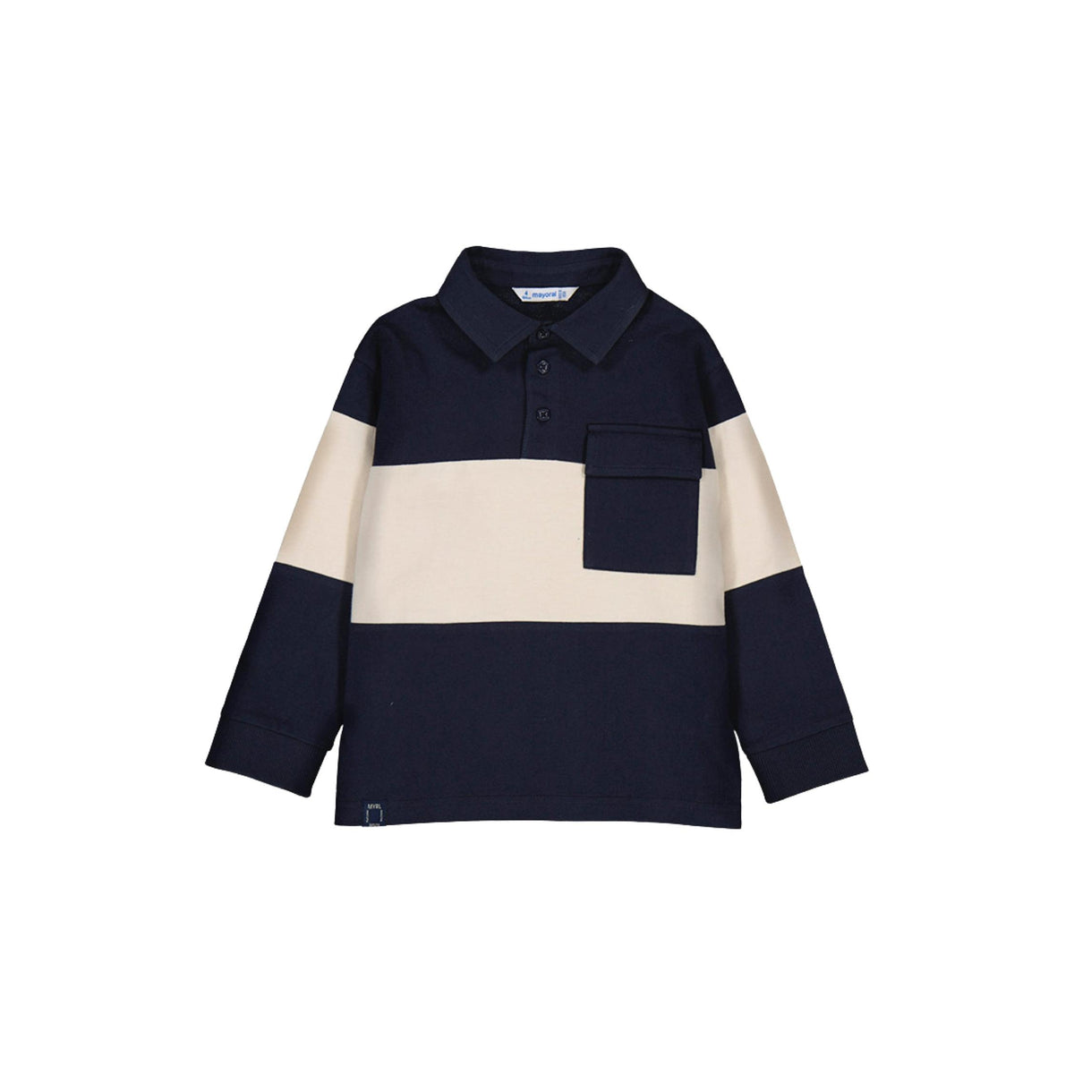 Navy Stripe Knit Polo Shirt