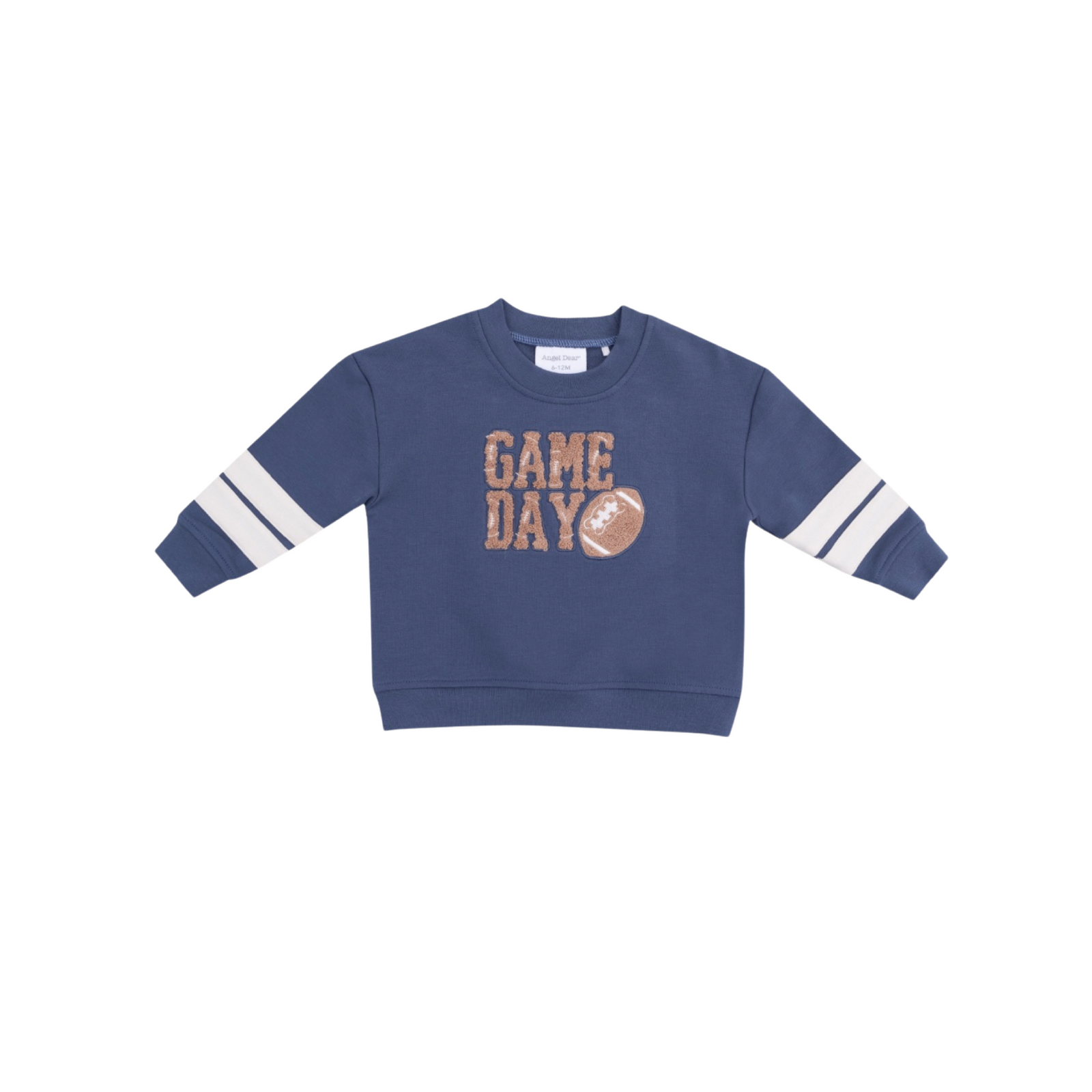 Cozy Drop Sleeve Sweatshirt With Varsity Stripes Blue